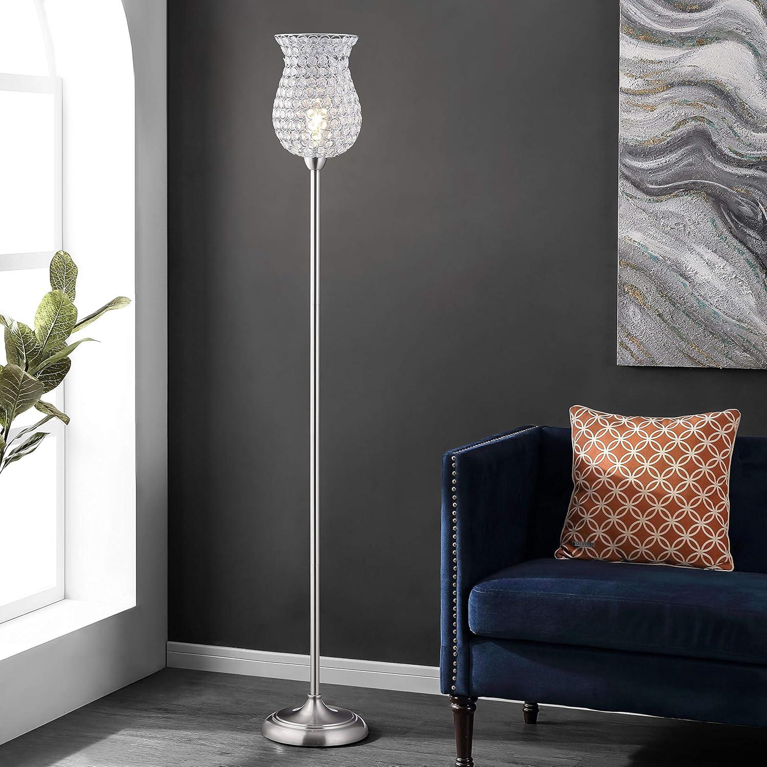 Arc Adjustable Black Iron Floor Lamp with Nickel Finish