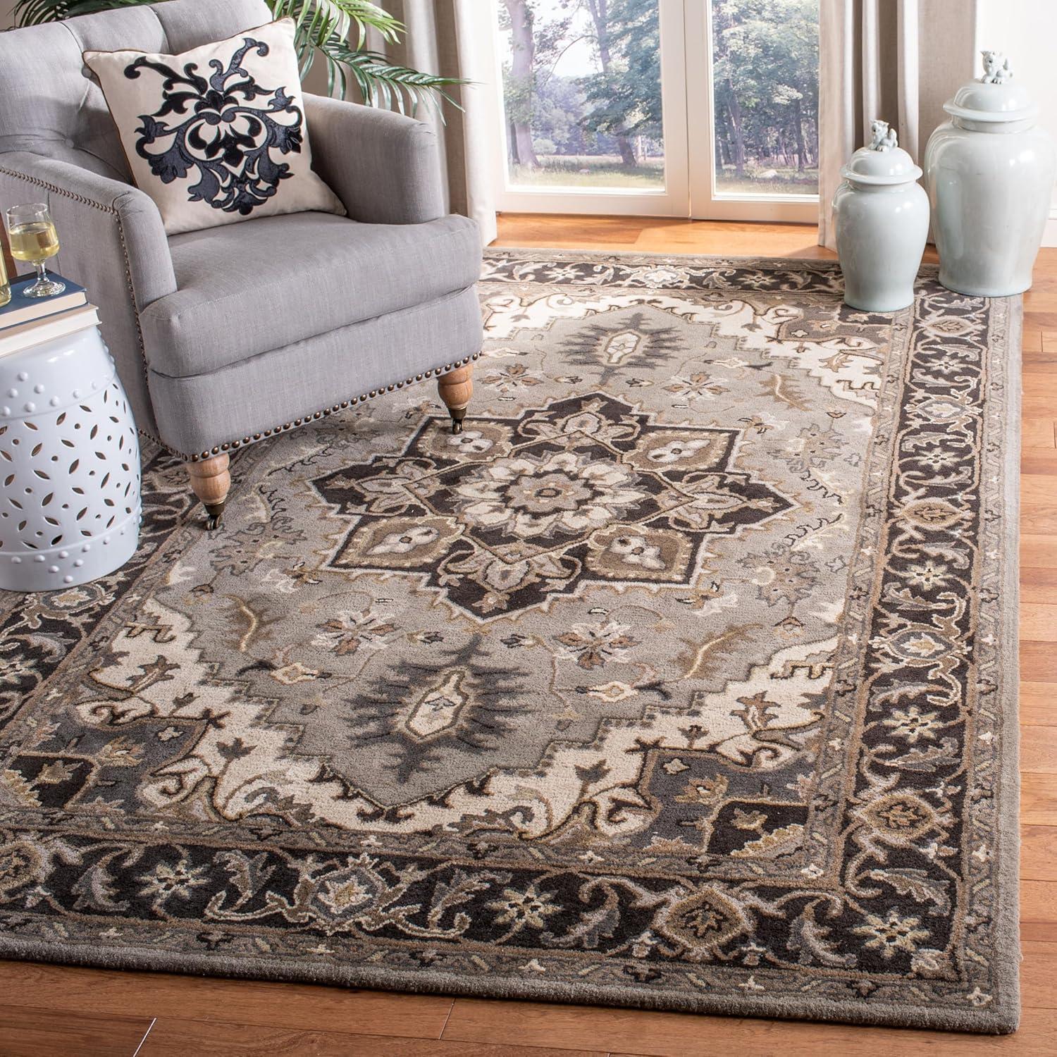 Royalty ROY700 Hand Tufted Indoor Area Rug - 6'x9' - Silver/Charcoal - Safavieh
