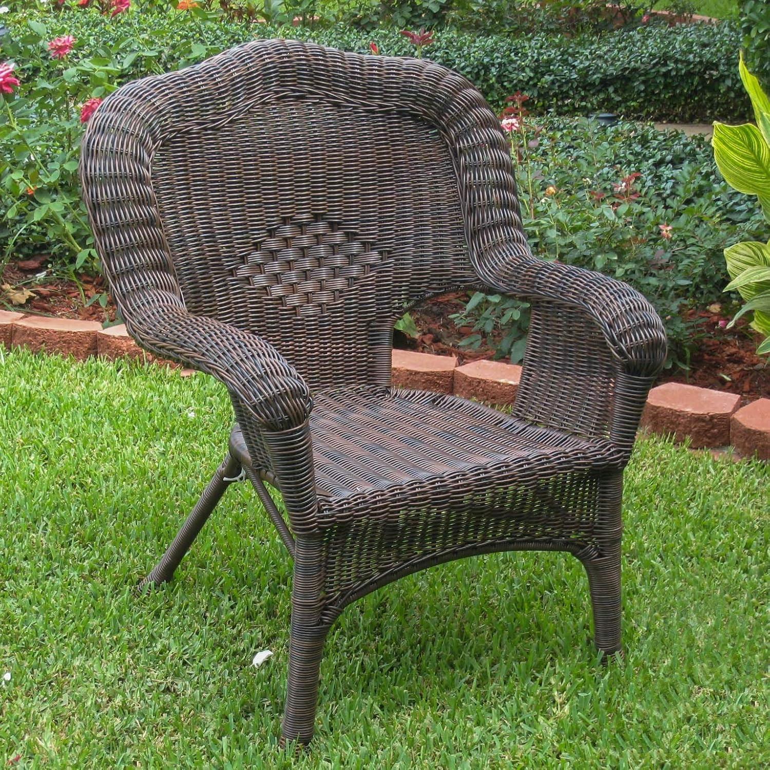 Monaco Antique-Look White Resin Wicker Deep Seated Patio Chair Set