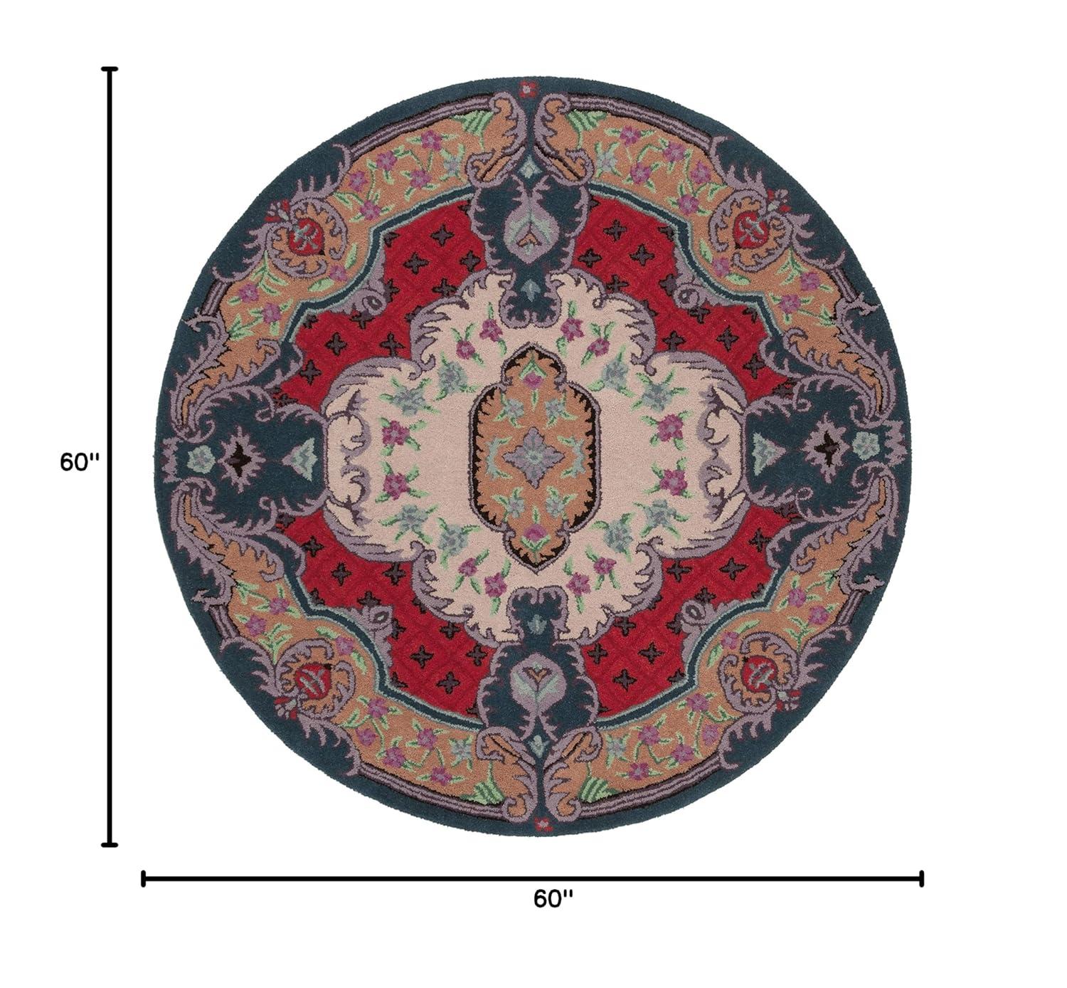 Bellagio BLG535 Hand Tufted Area Rug - Ivory/Pink - 5' round - Safavieh.
