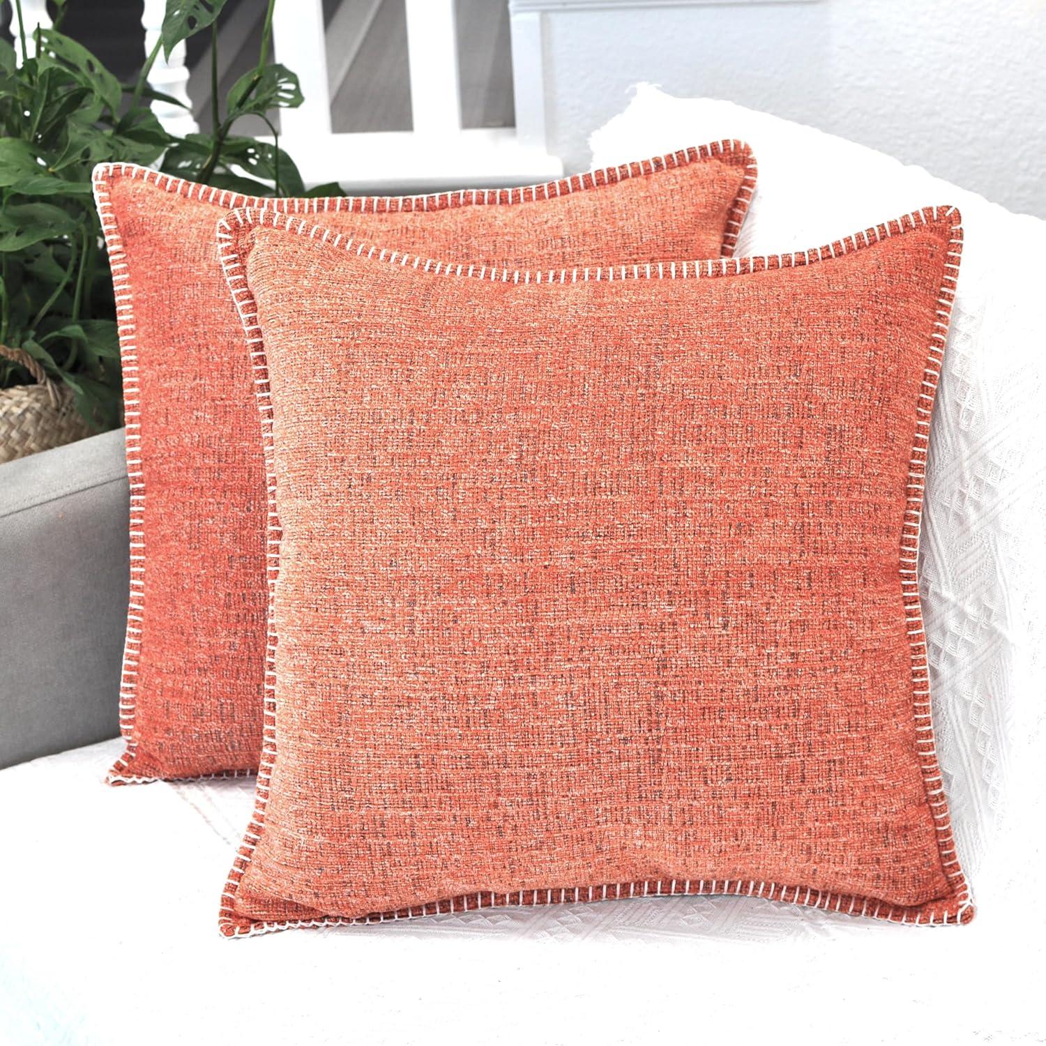 Oveesha Soft Textured Chenille Pillow Covers Set of 2 Cozy Cushion Covers