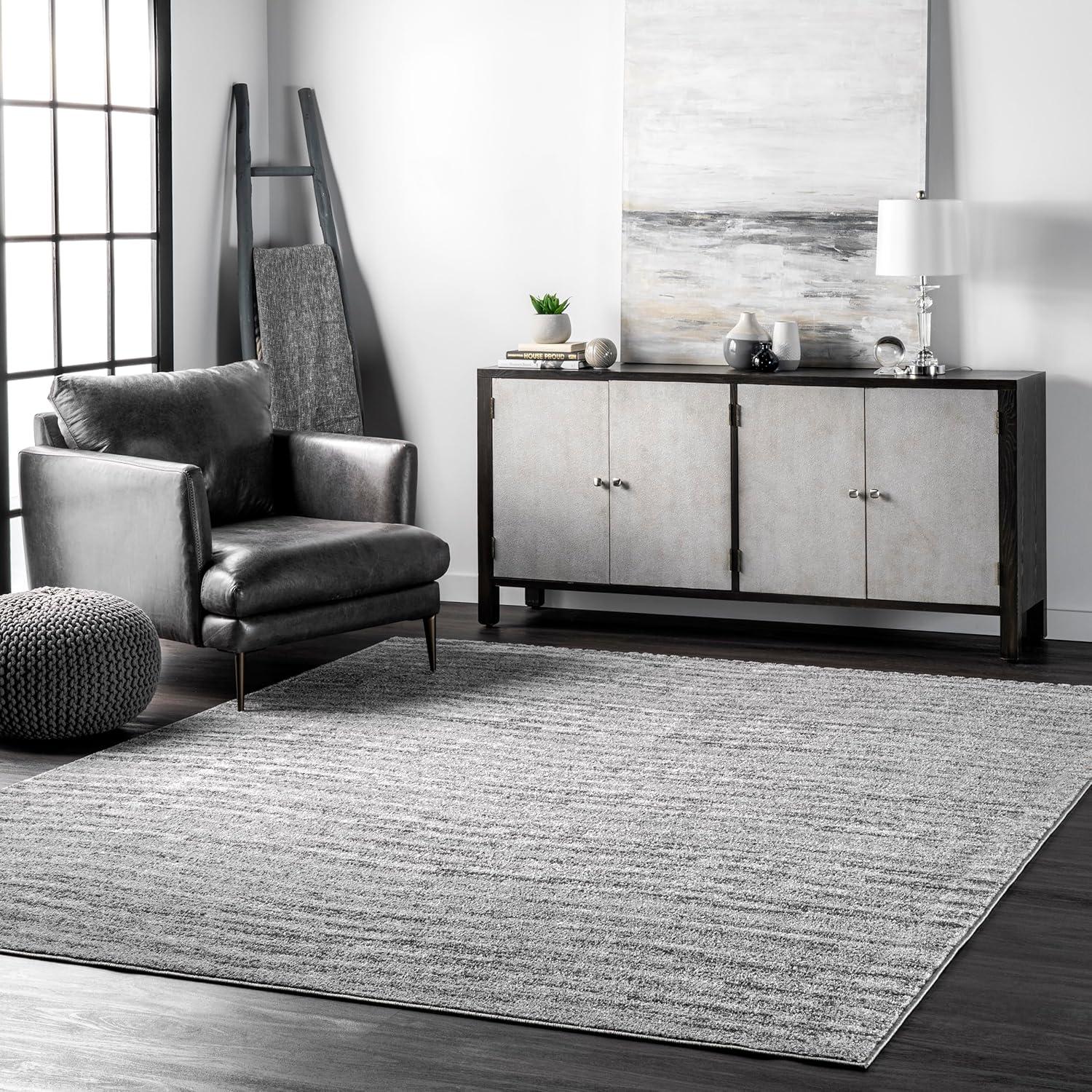 Gray Abstract Square Synthetic Easy Care Area Rug