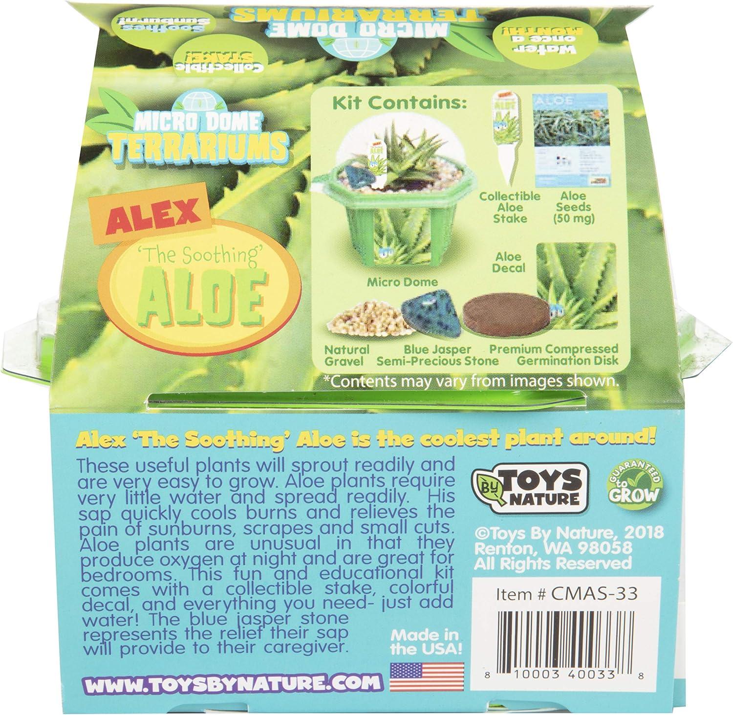 TOYS BY NATURE Grow Your Own Aloe Plant - Fun and Easy to Grow Alex â€˜The Soothingâ€™ Aloe - Kids Terrarium Kit Includes Everything Needed to Grow Aloe Plants - Just Add Water