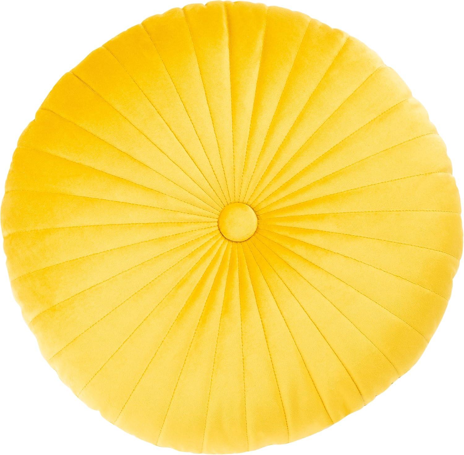 Vallory Golden Yellow Button Tufted 16-inch Square Decorative Pillow