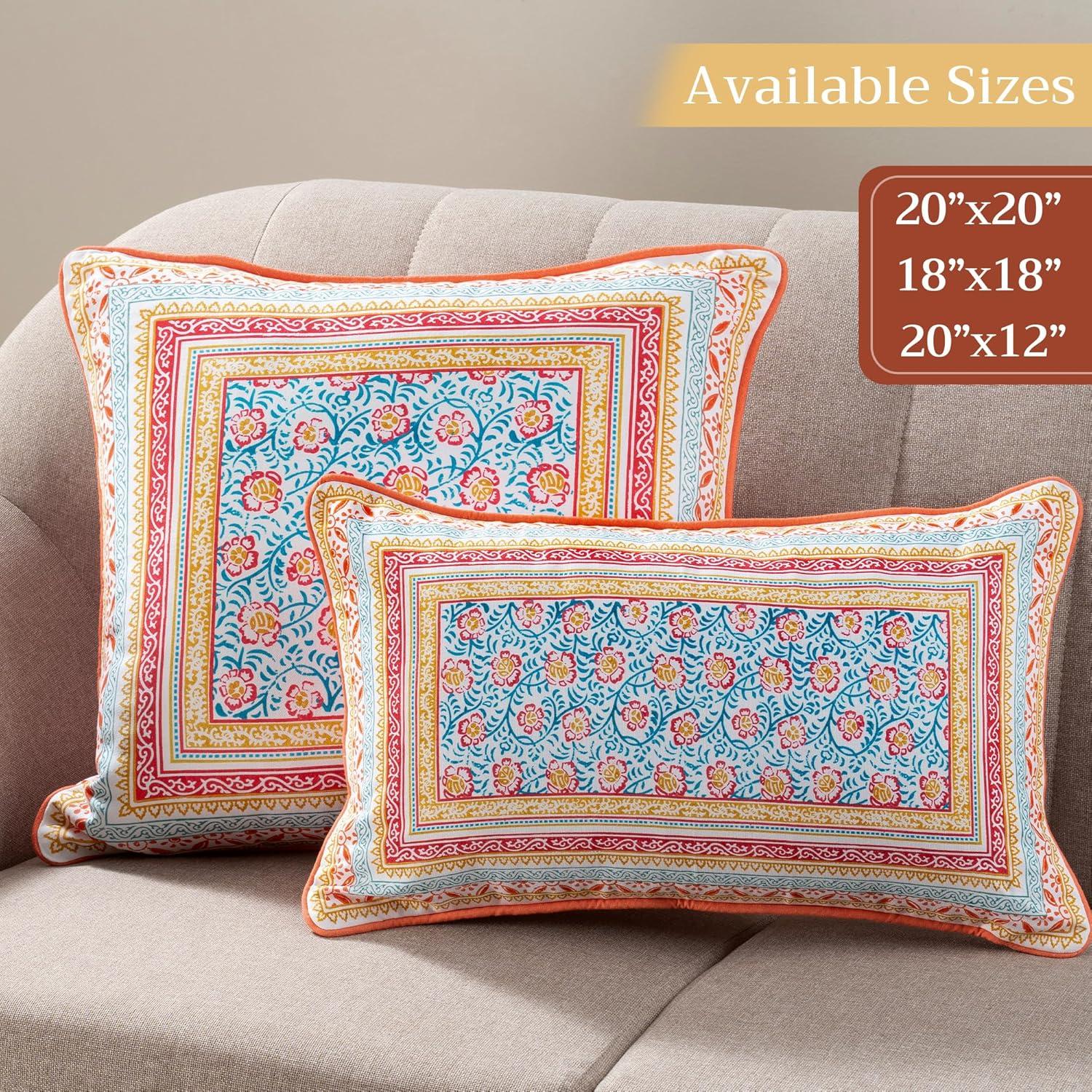 Maison d' Hermine Decorative Pillow Covers 18 x 18 Inch Square 100% Cotton Throw Pillow Covers with Invisible Zipper Cushion Case for Living Room Couch, Chair, Sofas, Bedroom, Home (Katmandou - Doda)