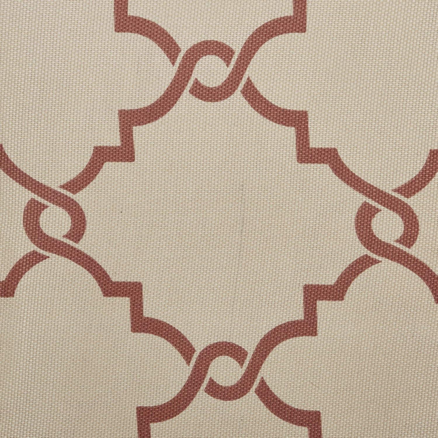 Beige and Spice Fretwork Cotton Blend Grommet Curtain Panel