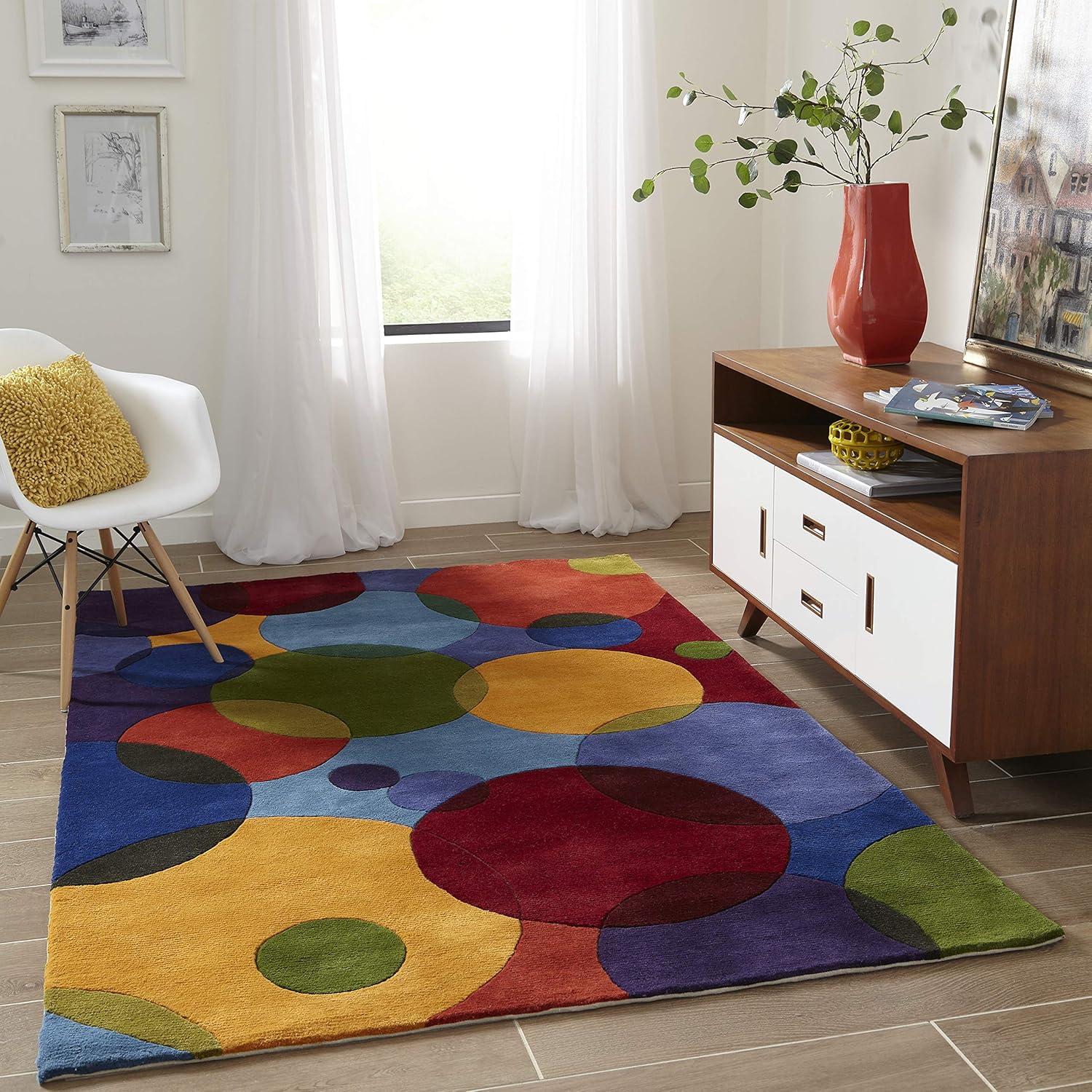 Beucher Abstract Handmade Tufted Wool Blue/Red/Green/Yellow Area Rug