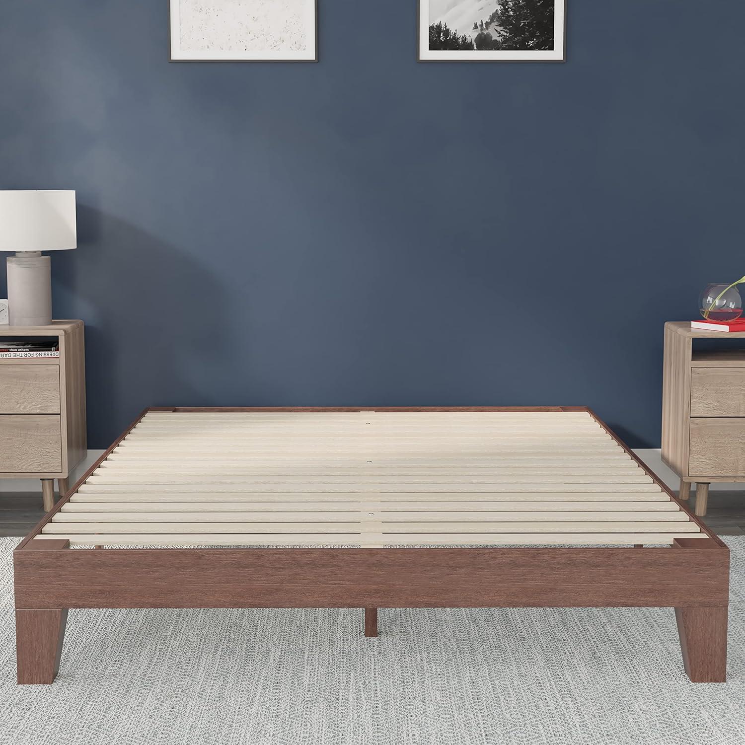 Flash Furniture Evelyn Collection Wood Platform Bed Frame, Walnut, Queen