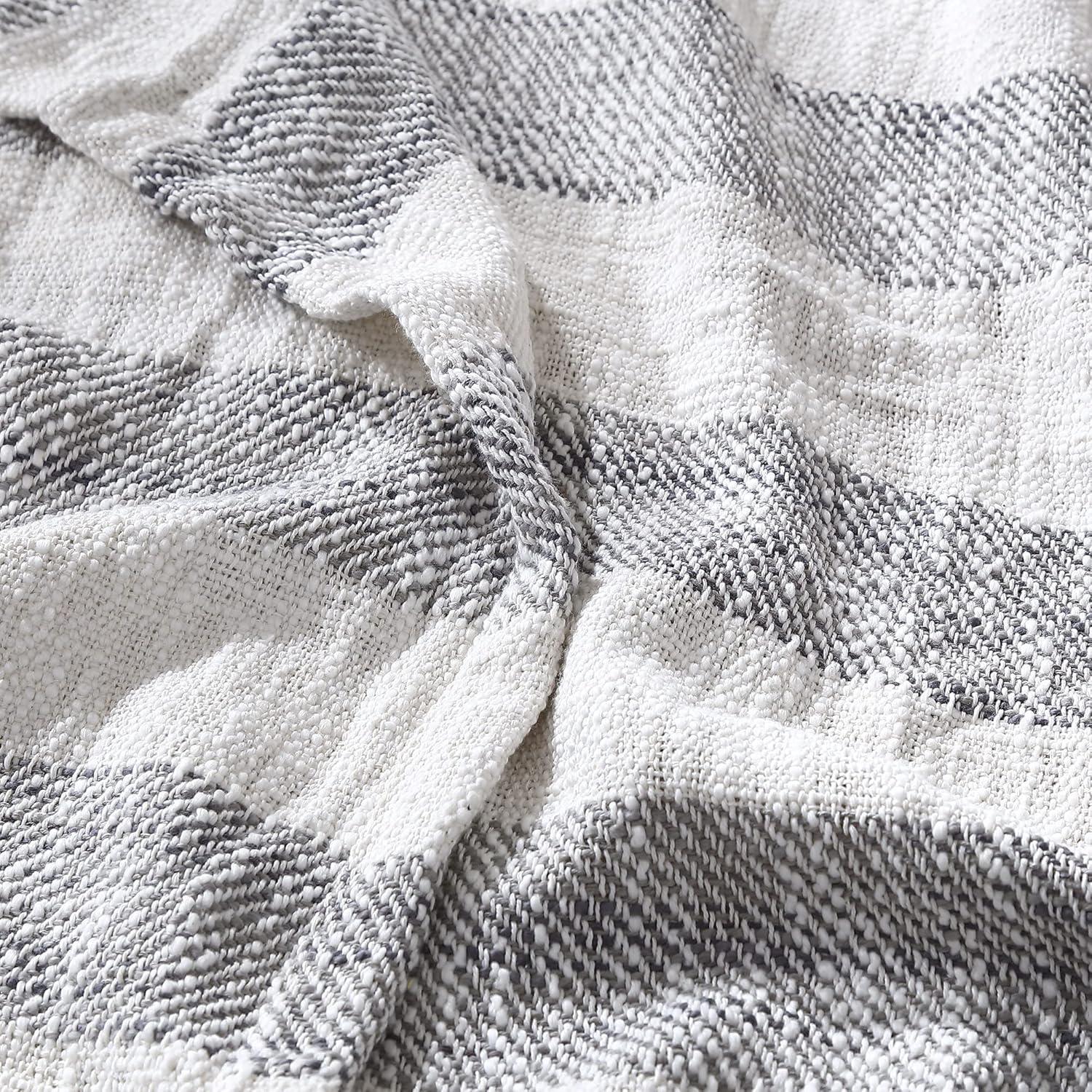 Brielle Home Lara Striped Cotton Throw Blanket