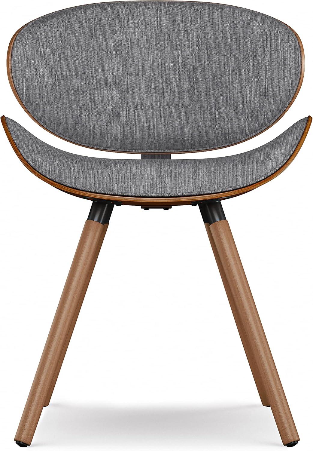 Gray Linen Upholstered Mid-Century Modern Side Chair