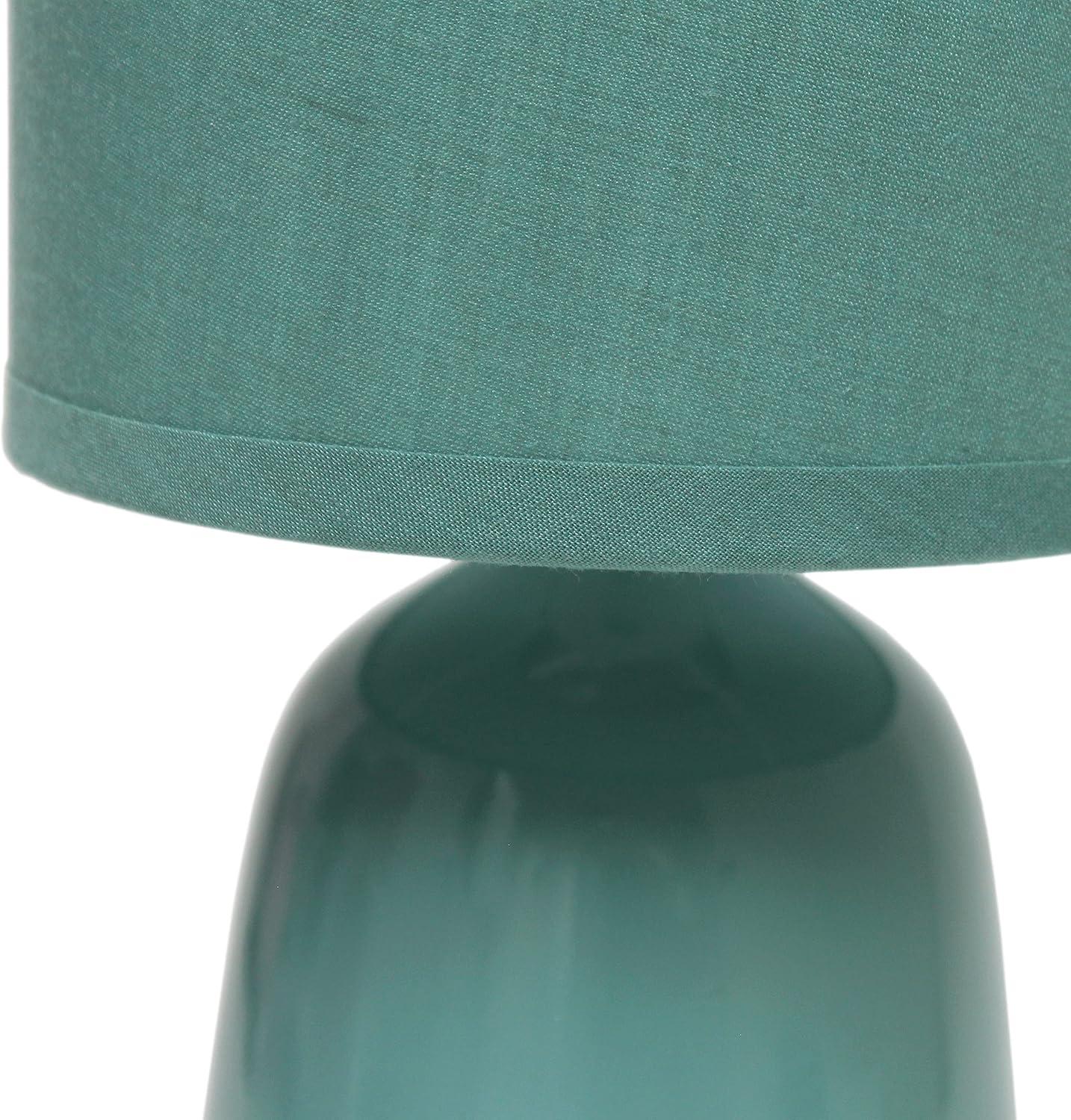 10.04" Traditional Ceramic Thimble Base Bedside Table Desk Lamp with Matching Fabric Shade Light Aqua Blue - Simple Designs: ETL Listed