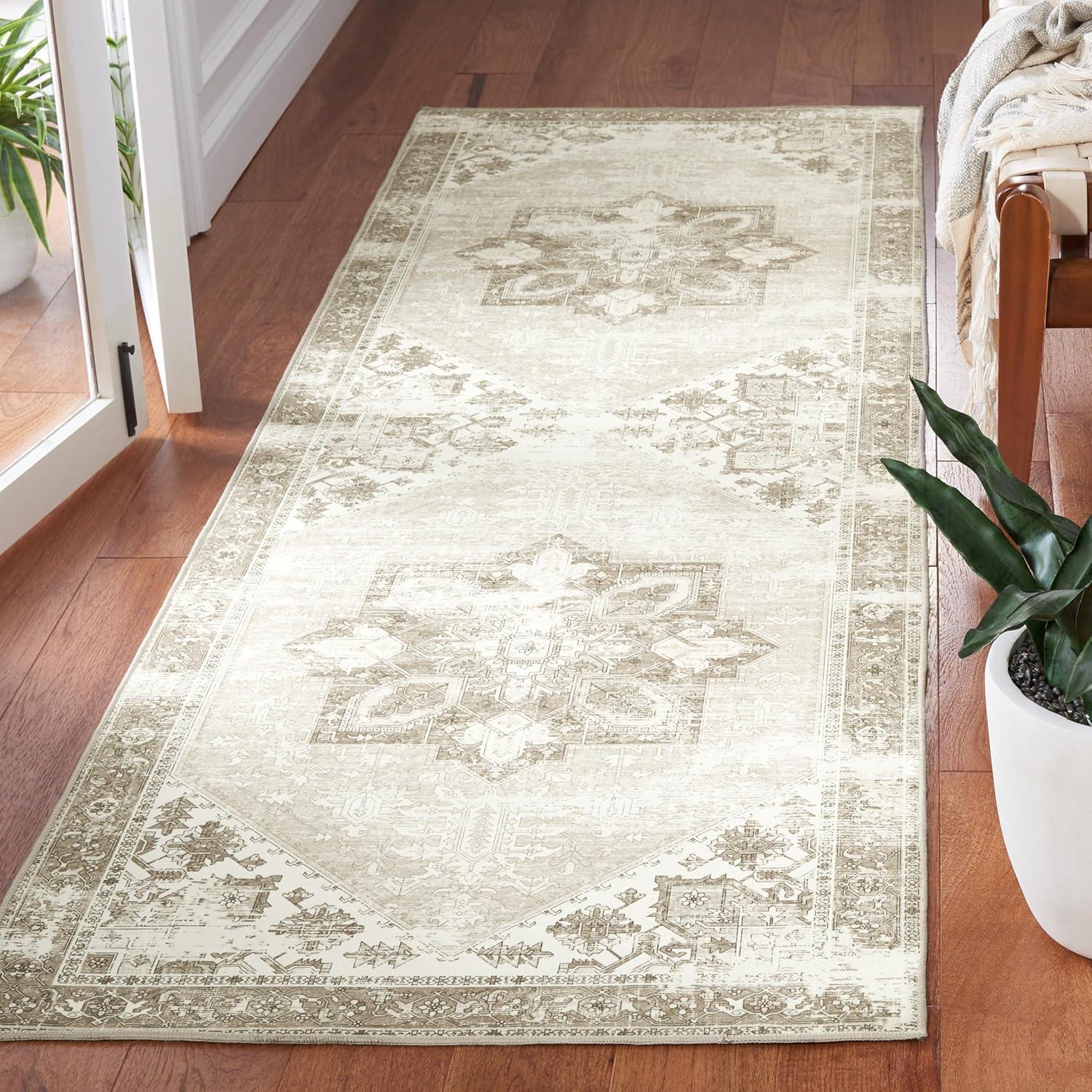 Tucson TSN102 Power Loomed Machine Washable Runner Rug - Sage/Ivory - 2'6"x6' - Safavieh.