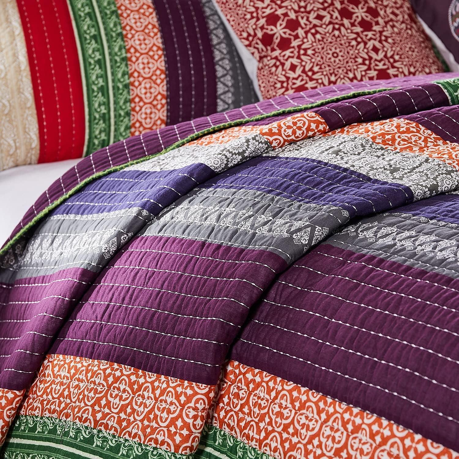 Marley Boho Patchwork Stripe Quilt Set