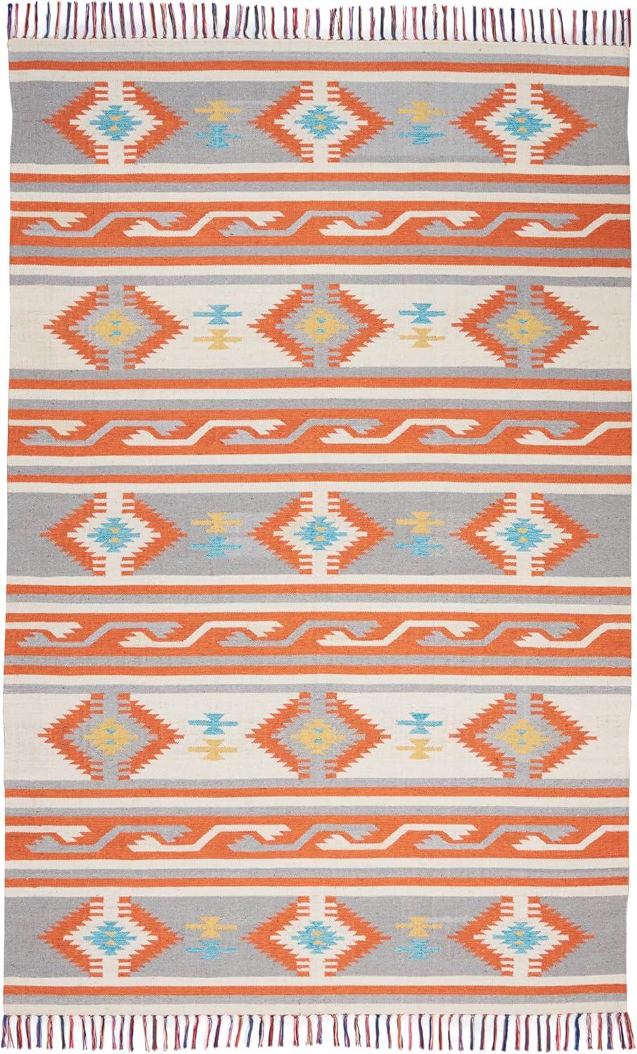 Nourison Baja BAJ03 Ivory/Gray/Red Indoor Area Rug - 5' x 7'