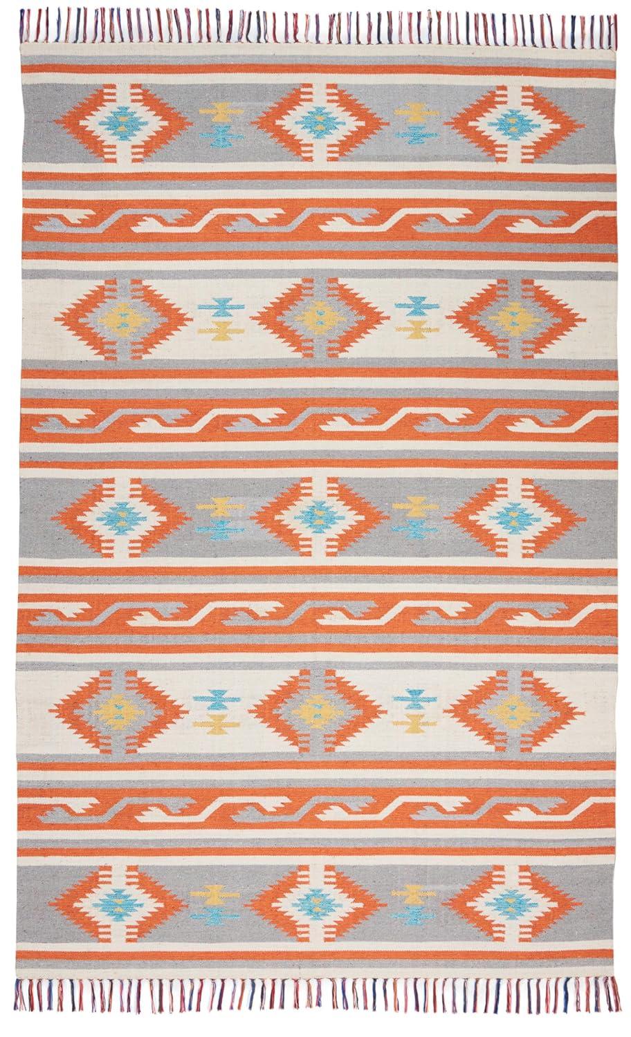 Nourison Baja BAJ03 Ivory/Gray/Red Indoor Area Rug - 5' x 7'