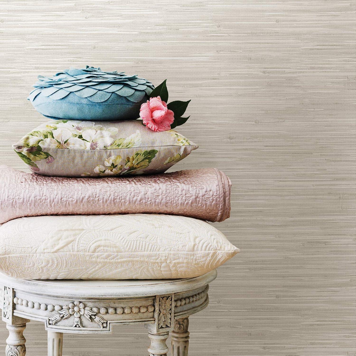 NuWallpaper Grassweave Peel & Stick Wallpaper Cream: Removable Textured Vinyl, Self-Adhesive, Classic Crosshatch Pattern