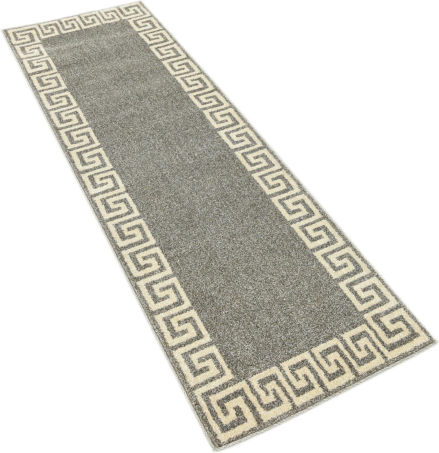 Modern Athens Geometric Gray 2' x 6' Indoor Runner Rug