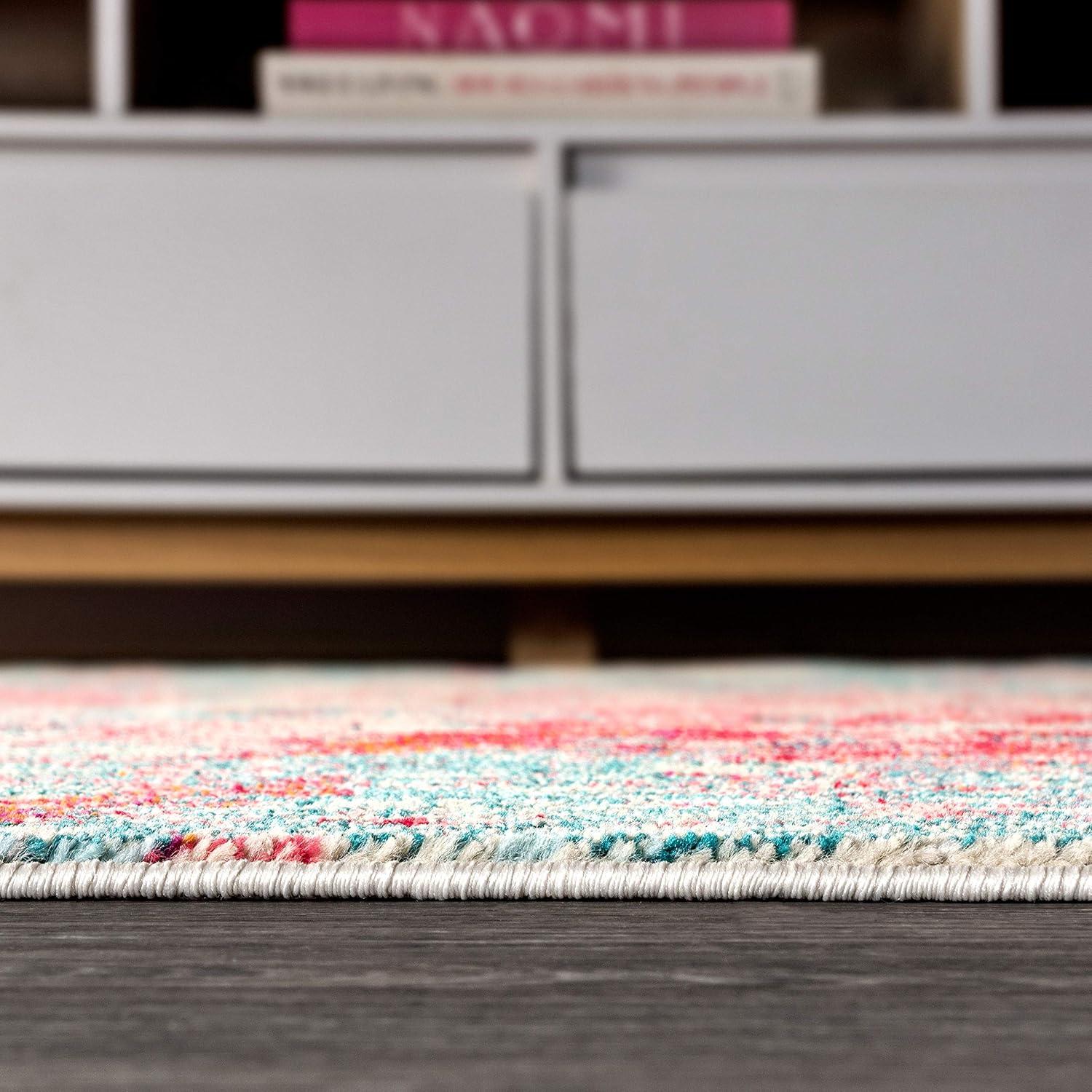 5'x8' Contemporary POP Modern Abstract Area Rug, Blue/Red - JONATHAN Y