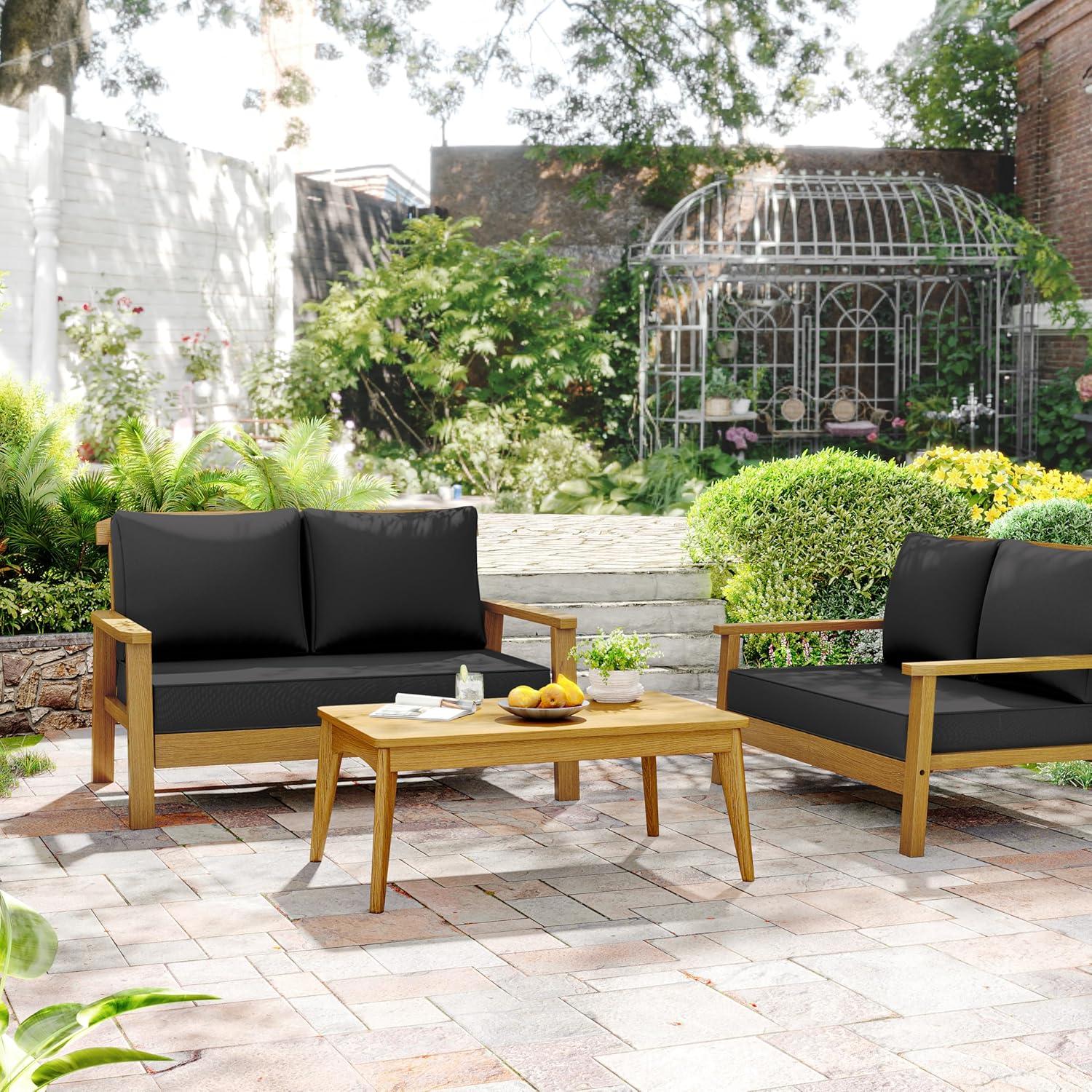 Outdoor Loveseat Cushion Set 46 X 26 Inch Water Repellent & Fadeness Patio Furniture Cushions,Removable Outdoor Couch Cushions with Hidden Zipper & Adjustment Staps for Couch, Bench, and Swing