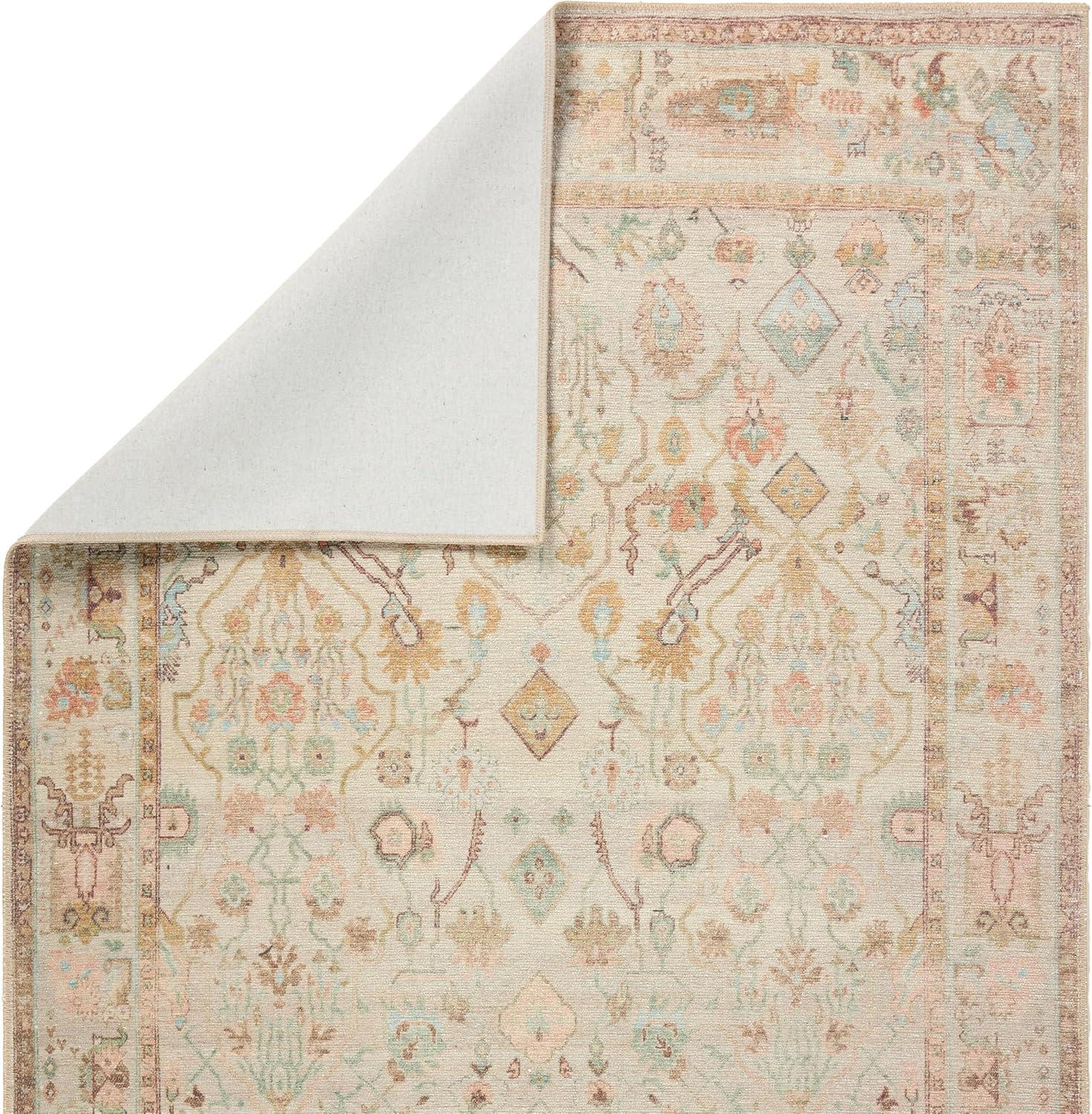 2'6"x7'6" Runner Avin Oriental Rug Blush/Cream - Jaipur Living: Traditional Floral Area Rug for Living Room