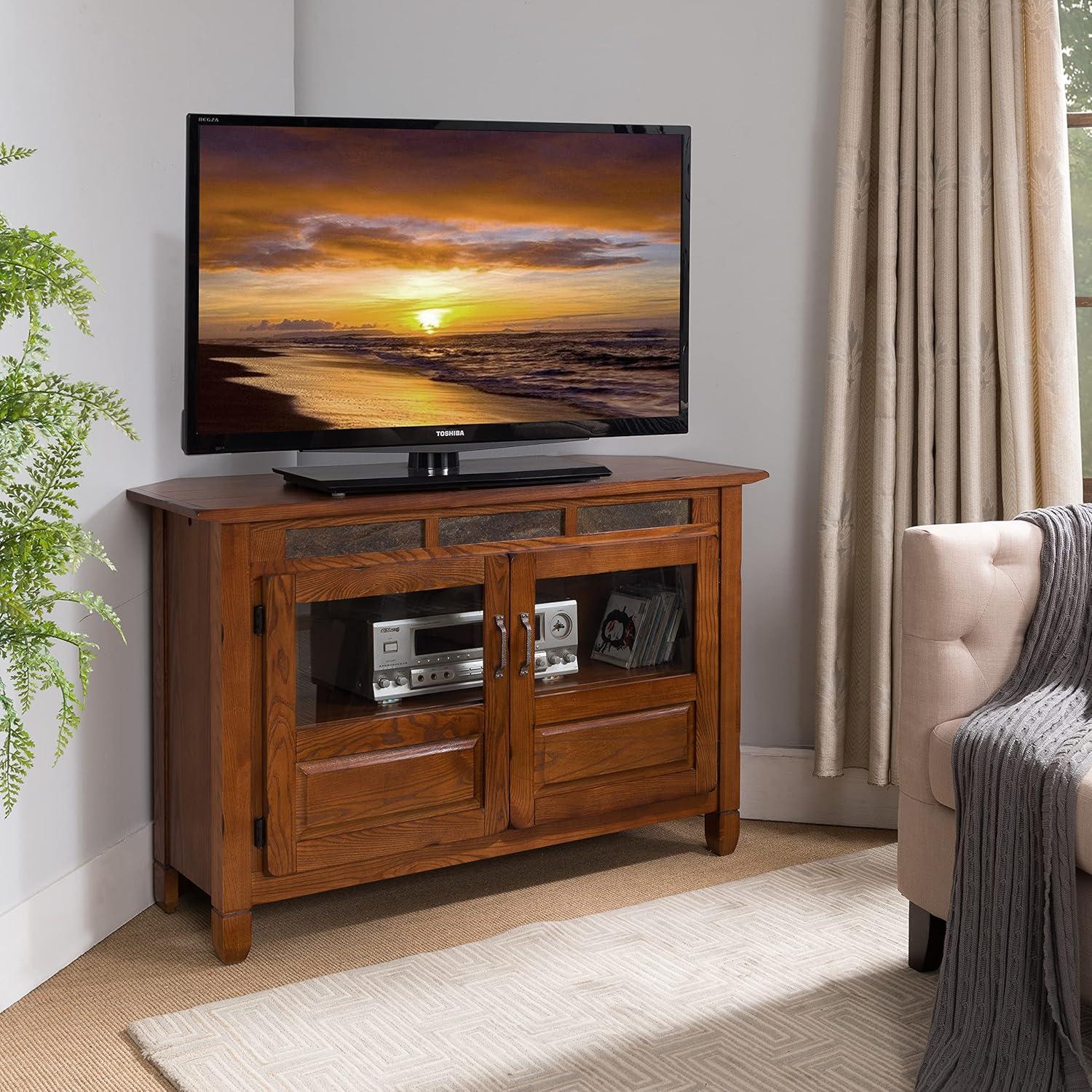 Design House Rustic Oak TV Stand in Distressed Rustic Autumn, 46-Inch