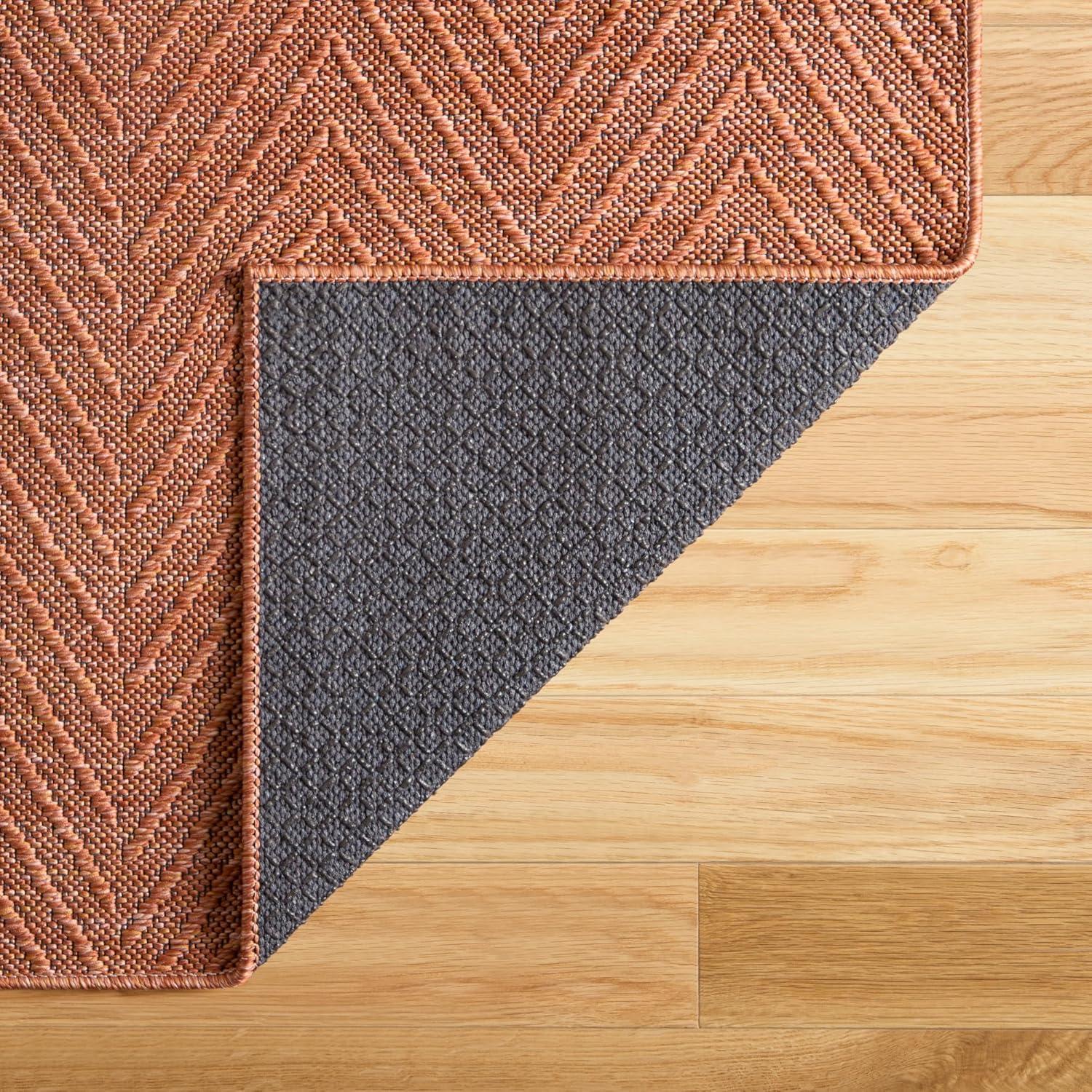TOWN & COUNTRY BASICS Pax Herringbone Textured Solid Machine Washable Area Rug Rust