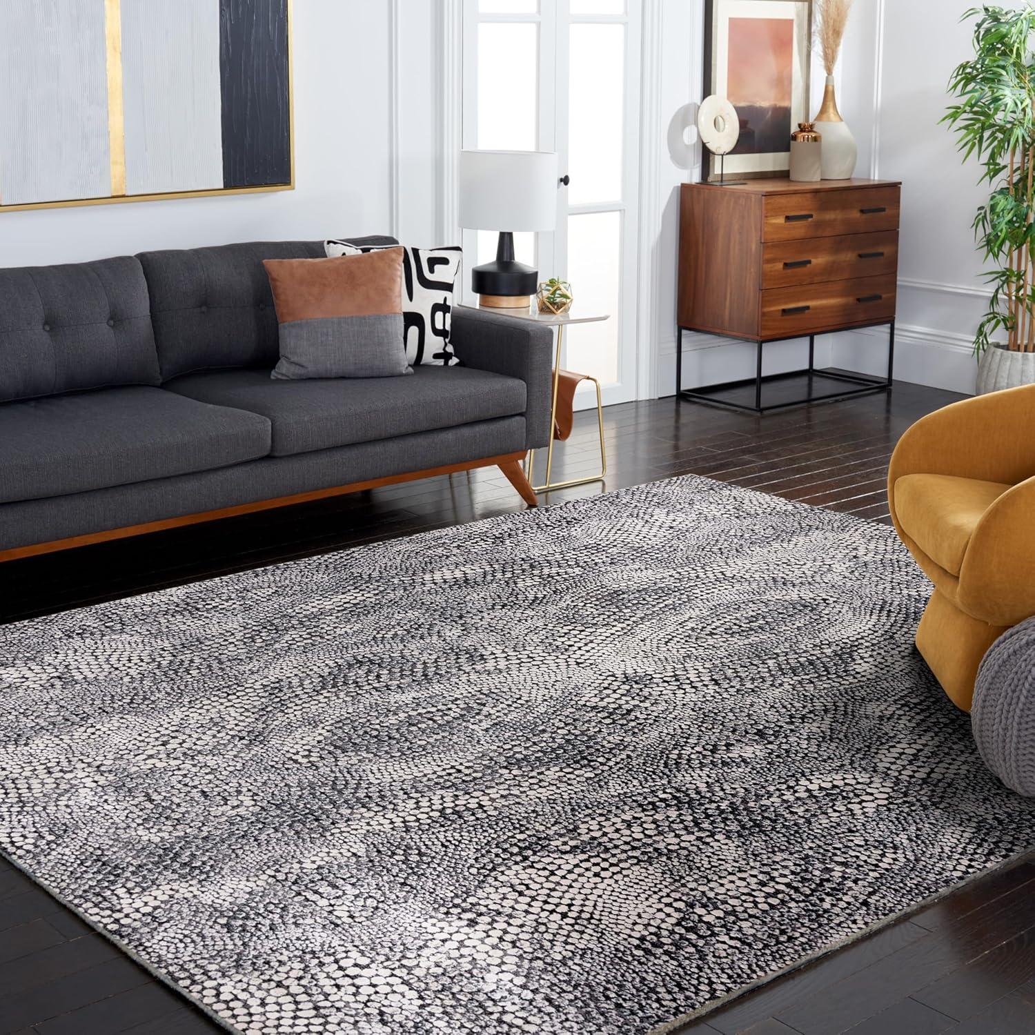 Reversible Abstract Synthetic 9' x 12' Rug in Gray