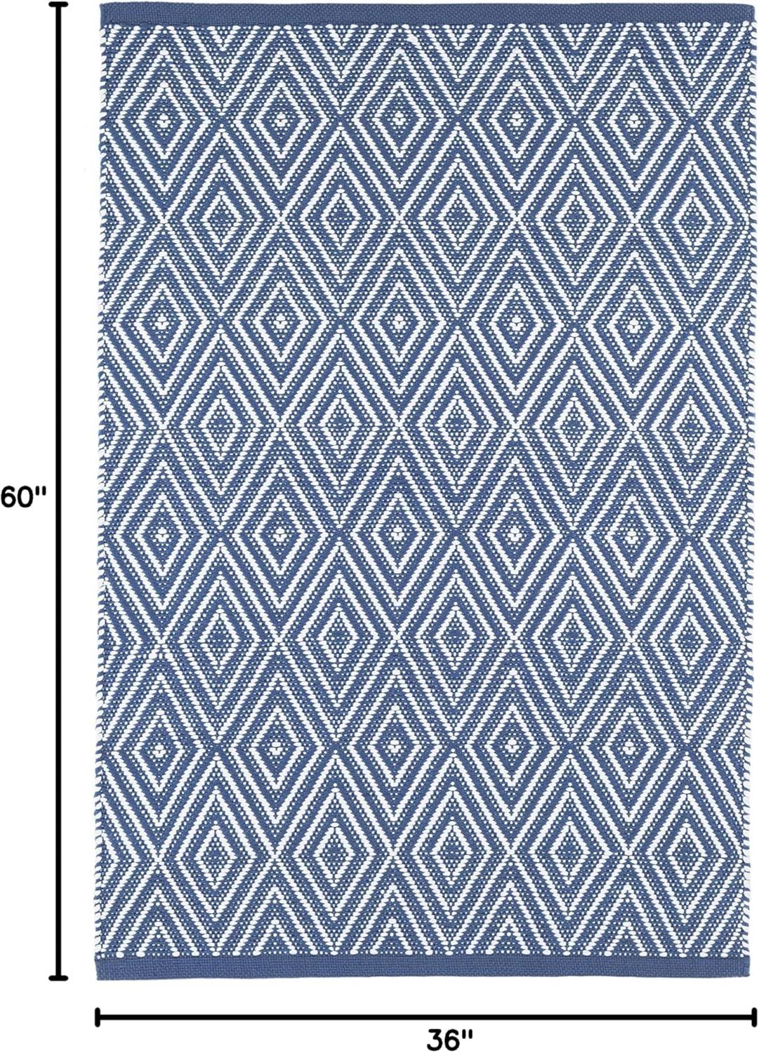 Diamond Denim/White Handwoven Indoor/Outdoor Rug