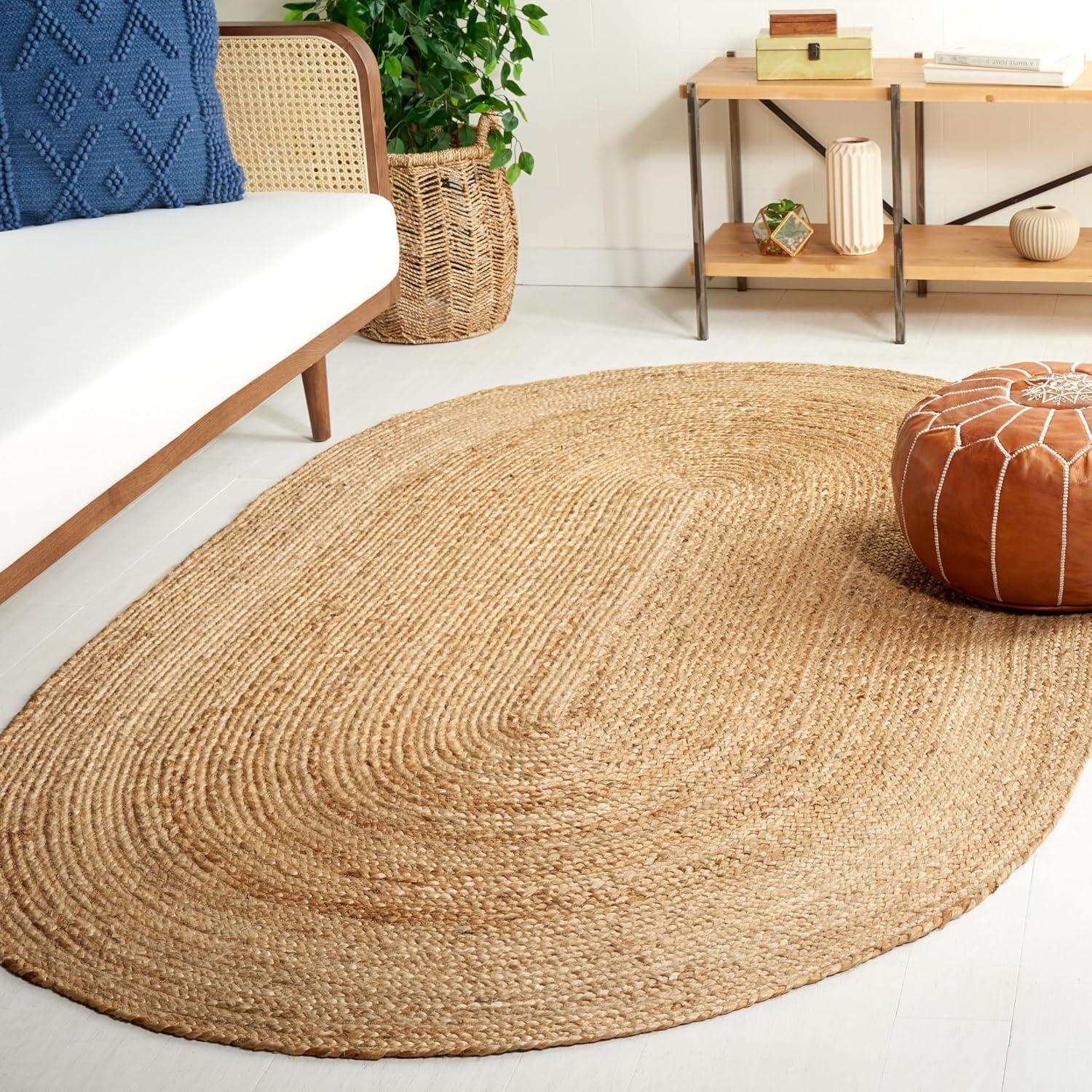 Natural Fiber NF801 Hand Woven Indoor Area Rug - Natural/Natural - 6'x9' Oval - Safavieh