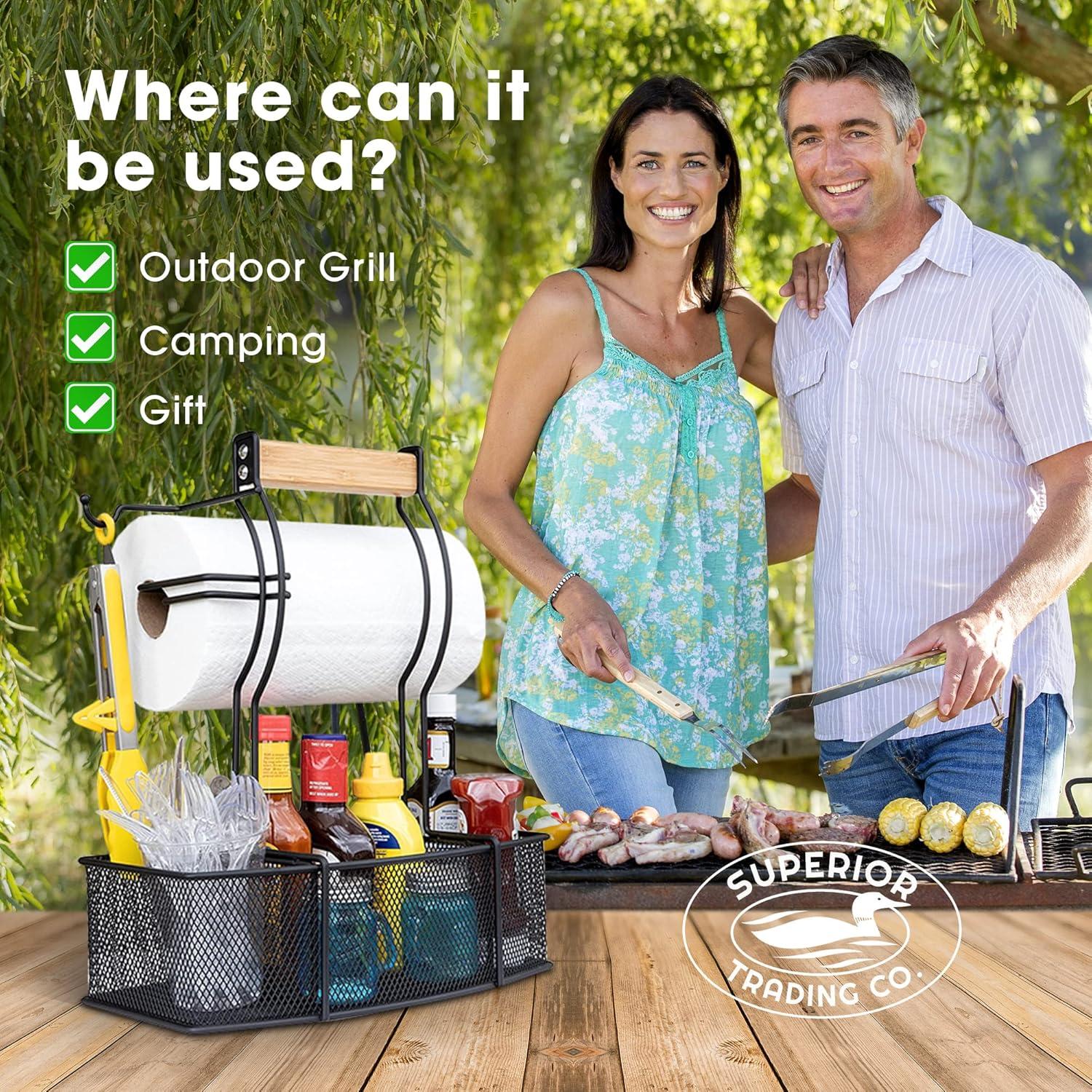 Black Stainless Steel BBQ and Picnic Caddy Organizer