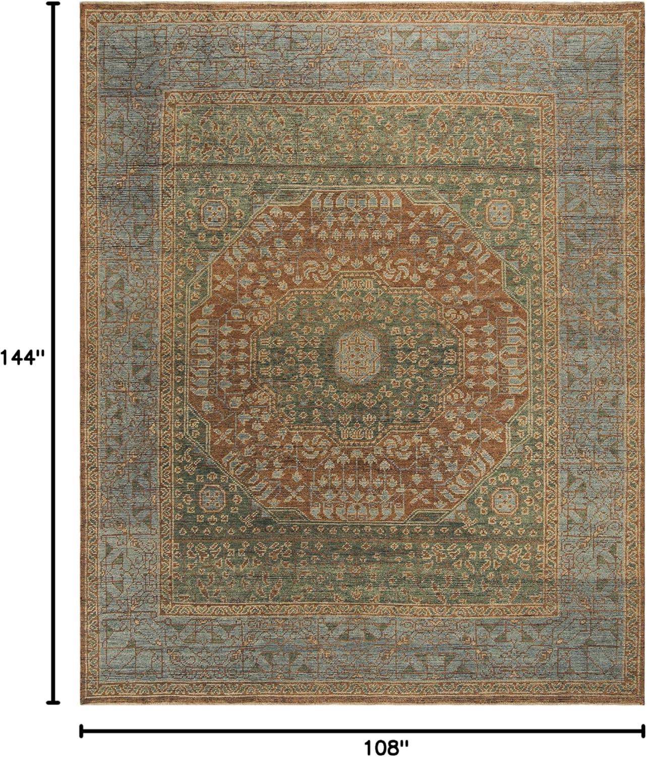 Elegant Light Blue 9' x 12' Hand-Knotted Wool Area Rug