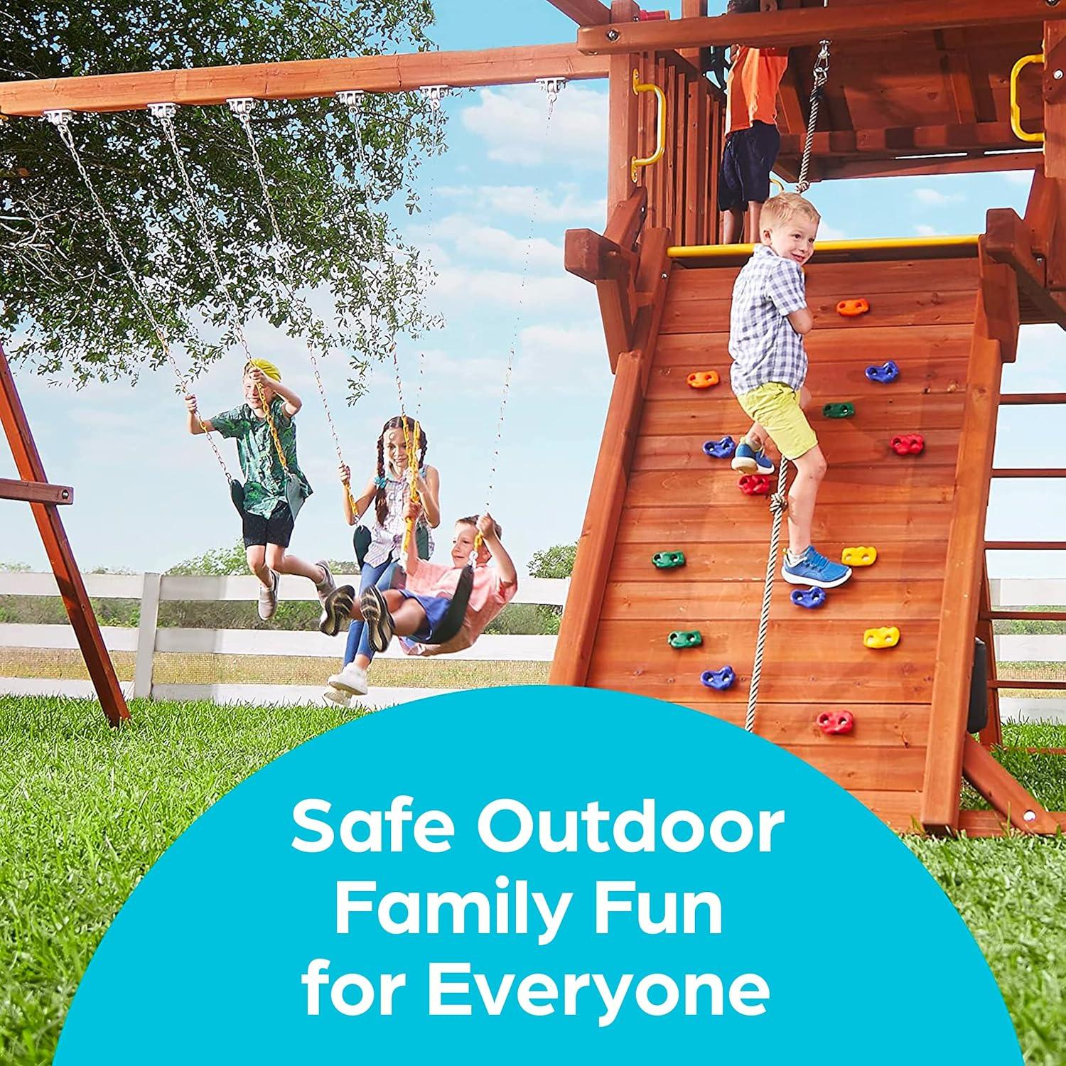 Jungle Gym Kingdom Swing Set Hangers - 2 Heavy Duty Brackets with Locking Snap Hooks for Porch, Patio, Playground - Indoor/Outdoor Hardware & Accessories