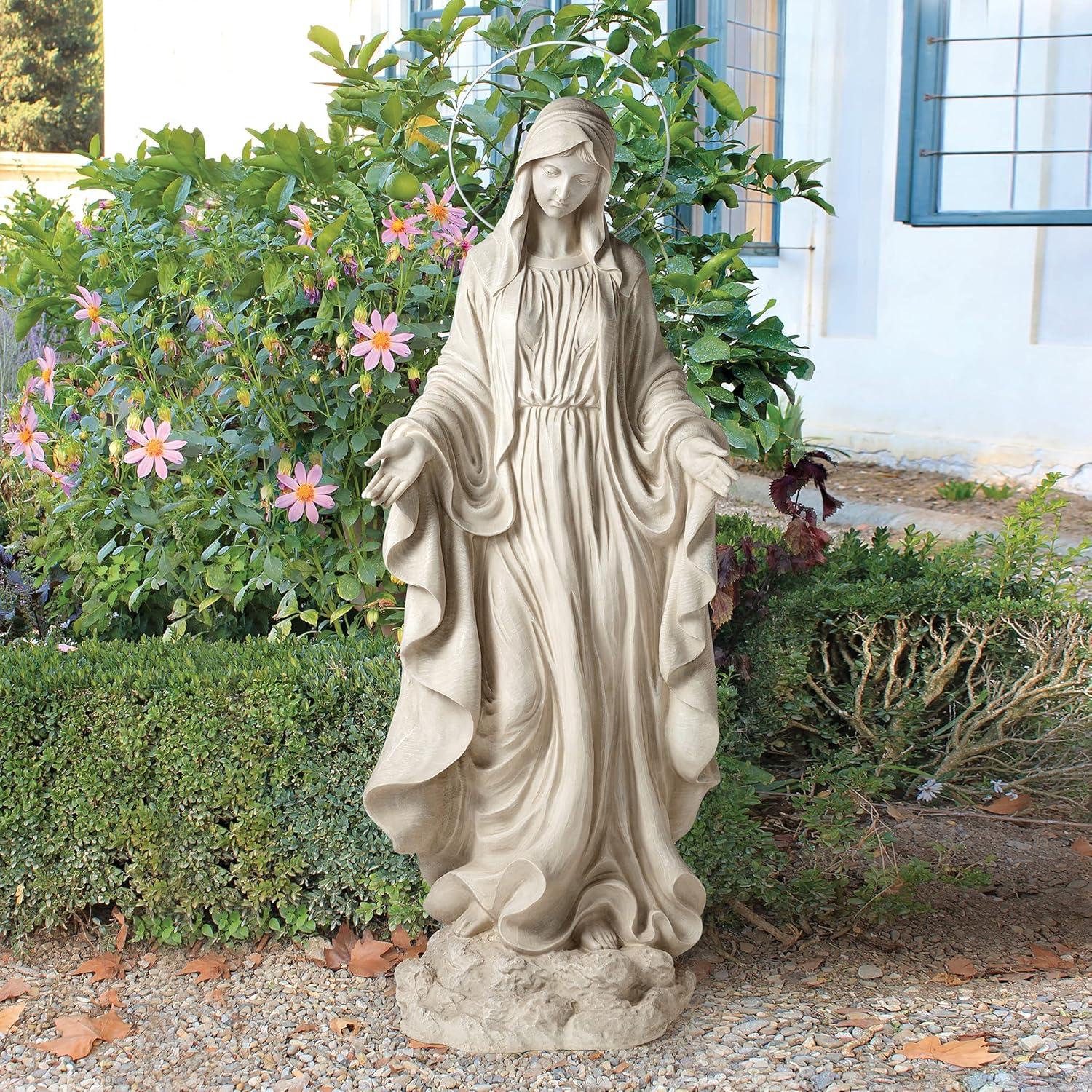 Antique Stone Finish Virgin Mary Resin Garden Statue