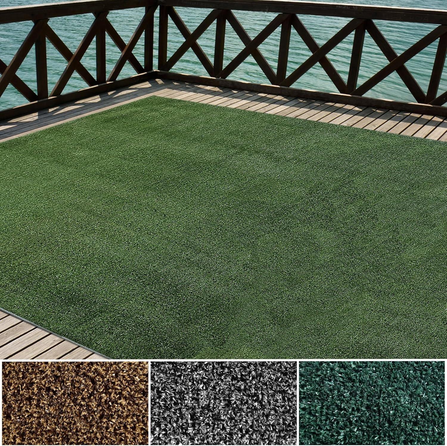 iCustomRug Synthetic Grass Rug – 4x10ft Lawn Green Turf Carpet for Patios, Yards, Boats, Camping – Indoor/Outdoor Use