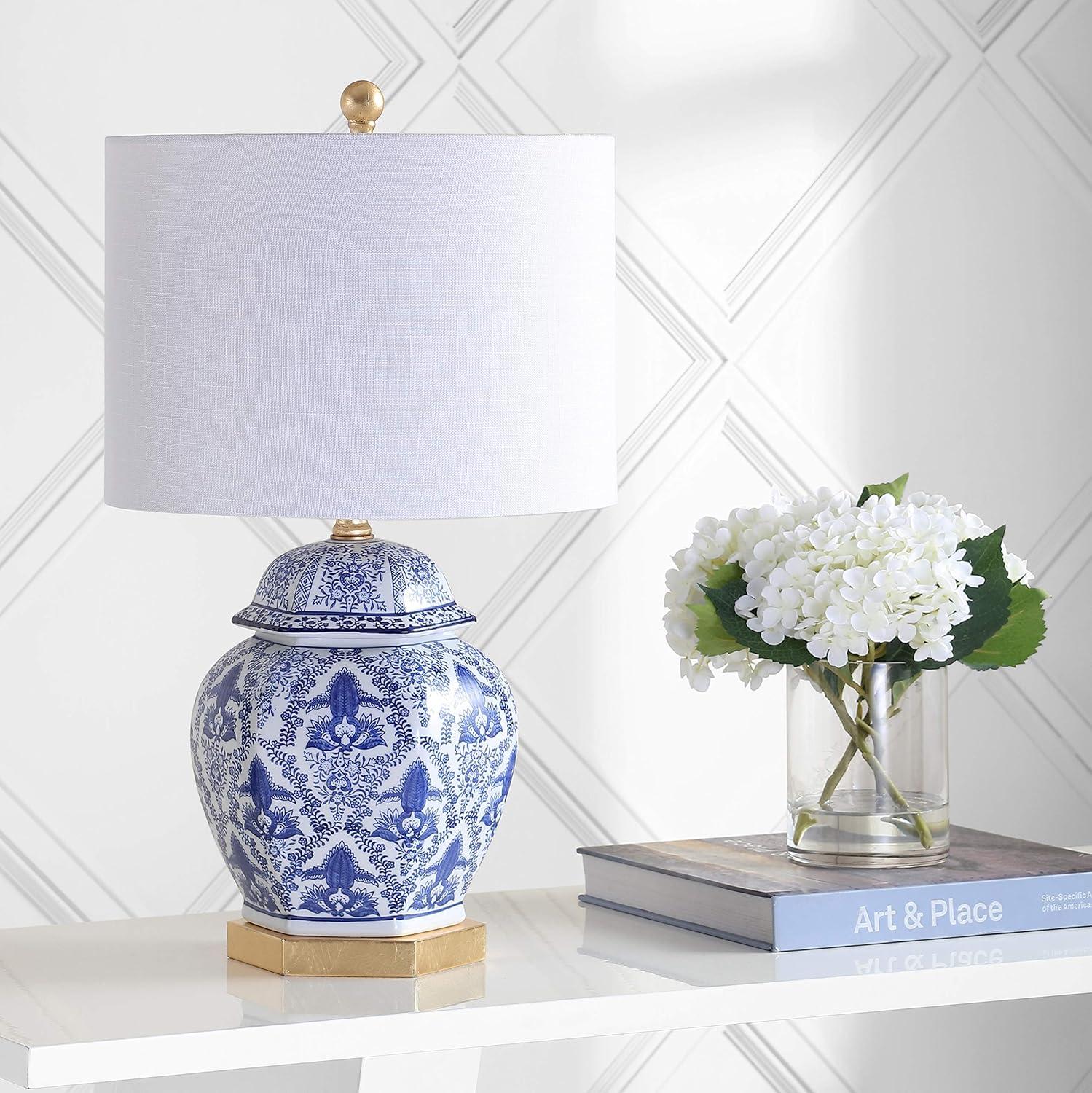 Gretchen 25" Blue and White Ceramic Ginger Jar Table Lamp