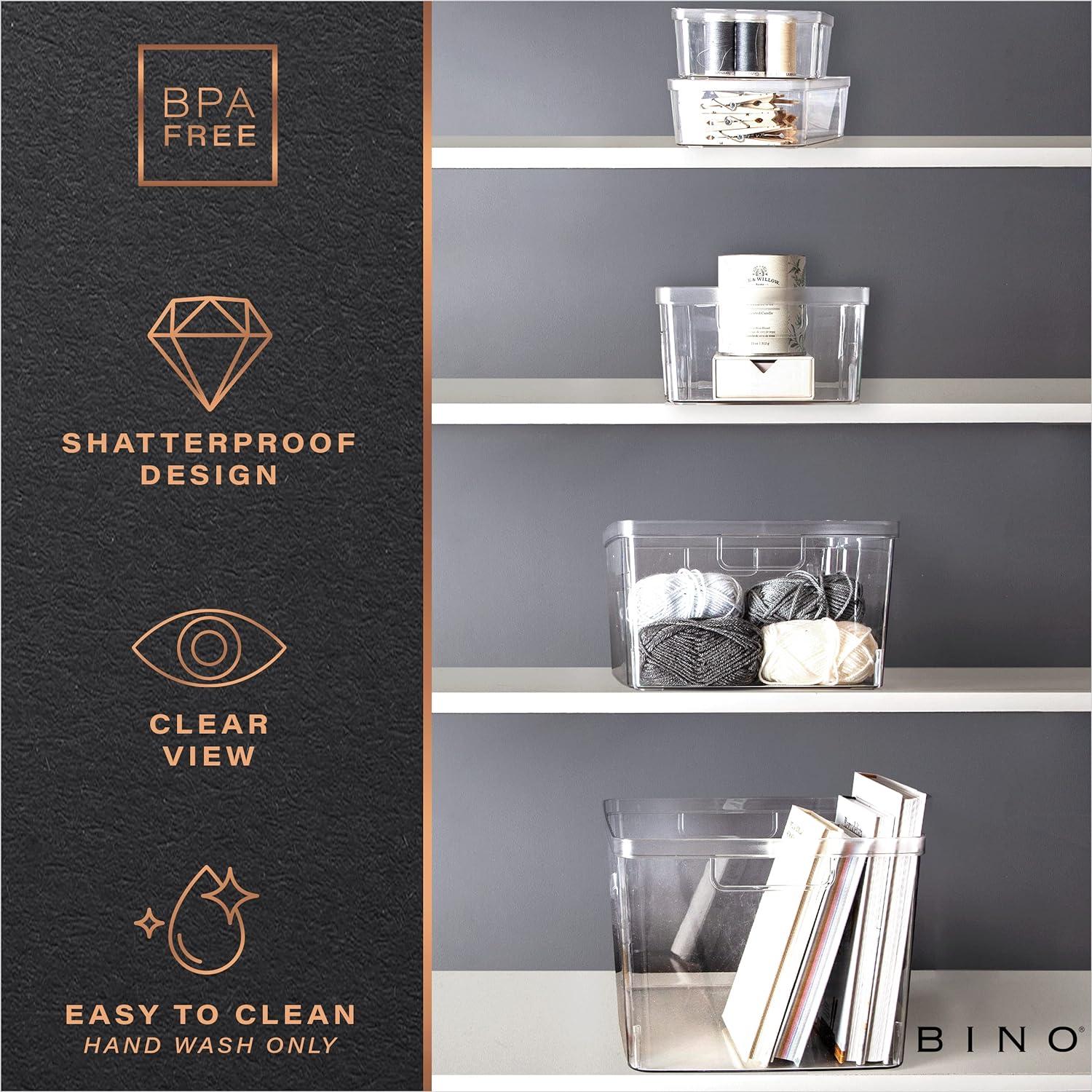 BINO | Plastic Storage Bins, X-Small - 5 Pack|THE LUCID COLLECTION | Multi-Use Organizer Bins | Built-In Handles | BPA-Free | Clear Storage Containers | Fridge Organizer | Pantry & Home Organization