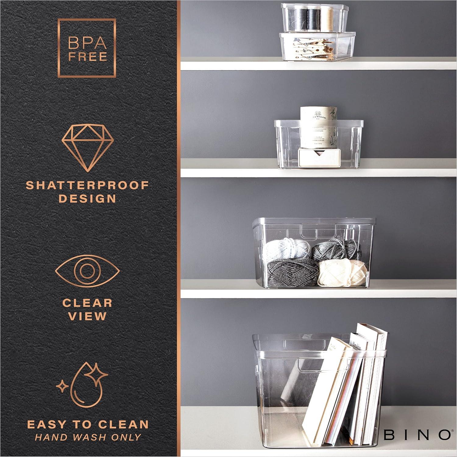 BINO | Plastic Storage Bins, X-Small - 5 Pack|THE LUCID COLLECTION | Multi-Use Organizer Bins | Built-In Handles | BPA-Free | Clear Storage Containers | Fridge Organizer | Pantry & Home Organization