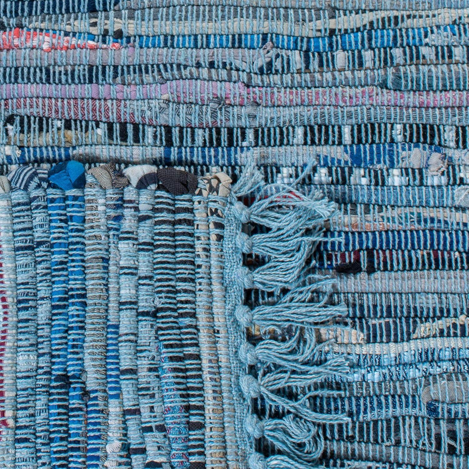 SAFAVIEH Rag Candis Striped Cotton Area Rug, Blue/Multi, 10' x 14'