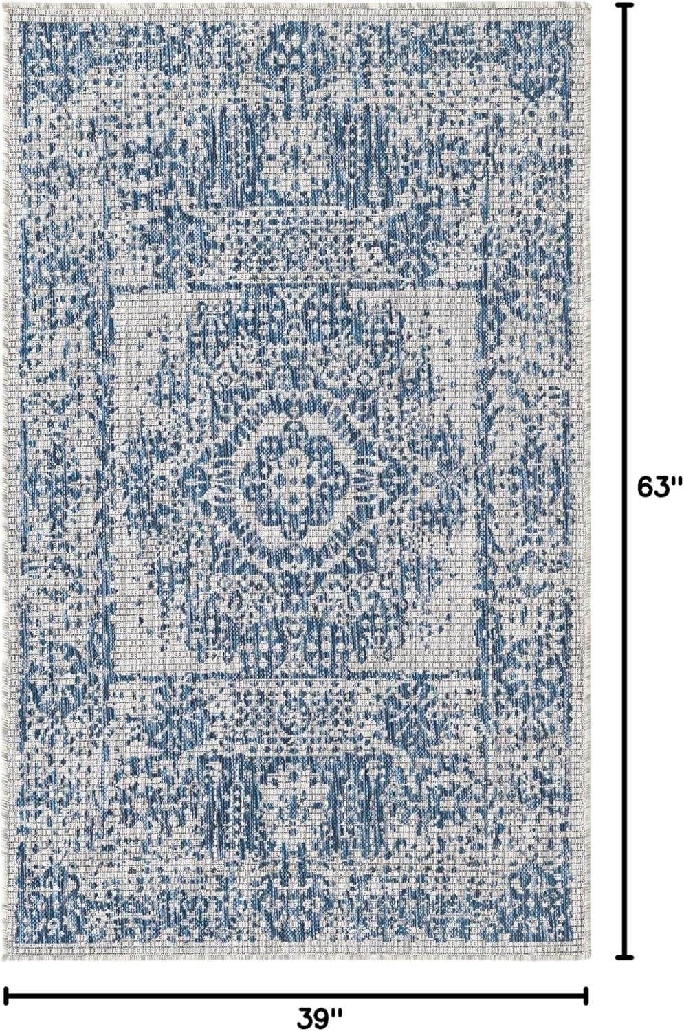 Unique Loom Outdoor Traditional Timeworn Geometric Woven Area Rug