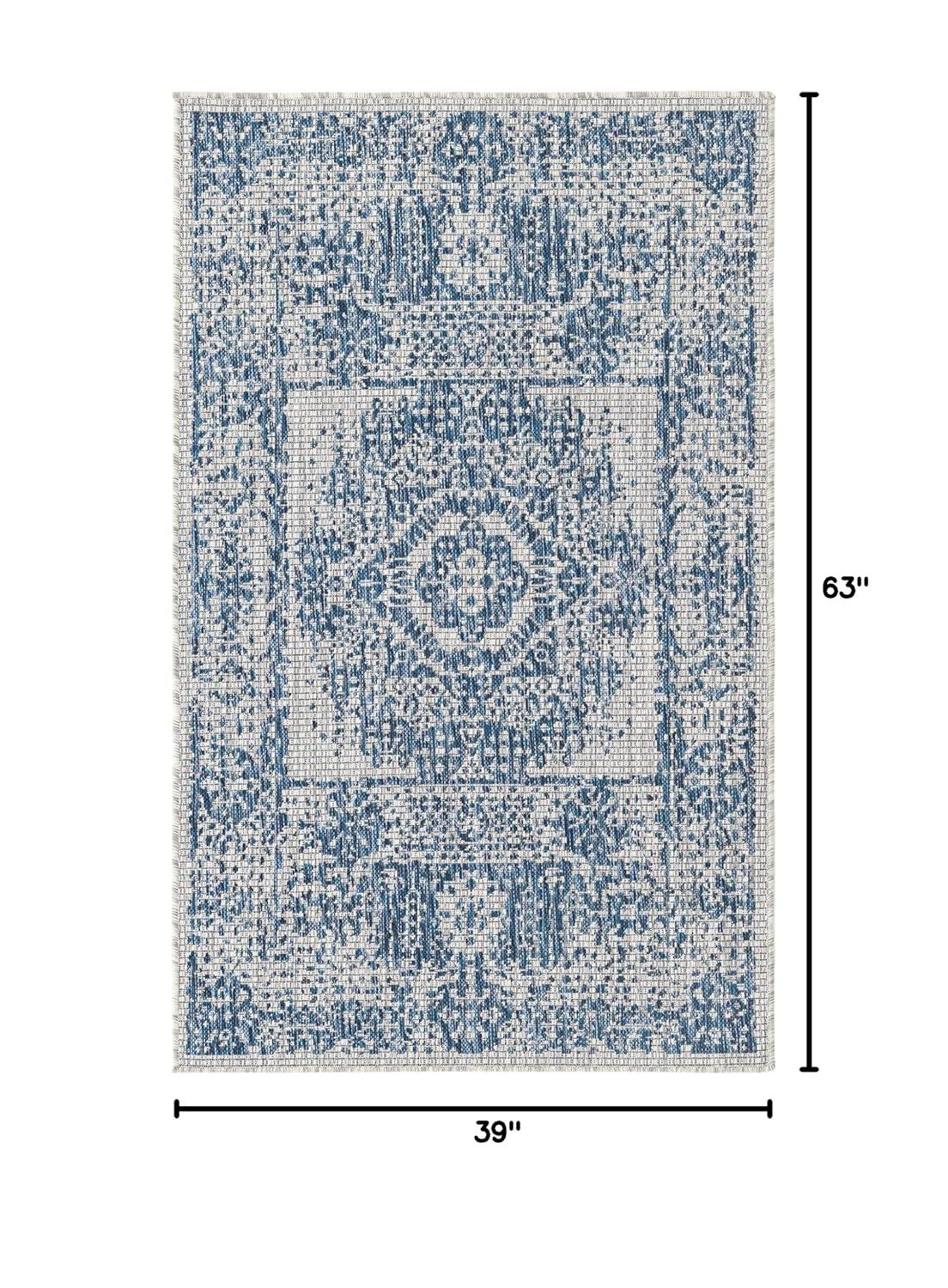 Unique Loom 3' 3 x 5' 3 Rectangle Indoor/Outdoor Traditional Blue Area Rug