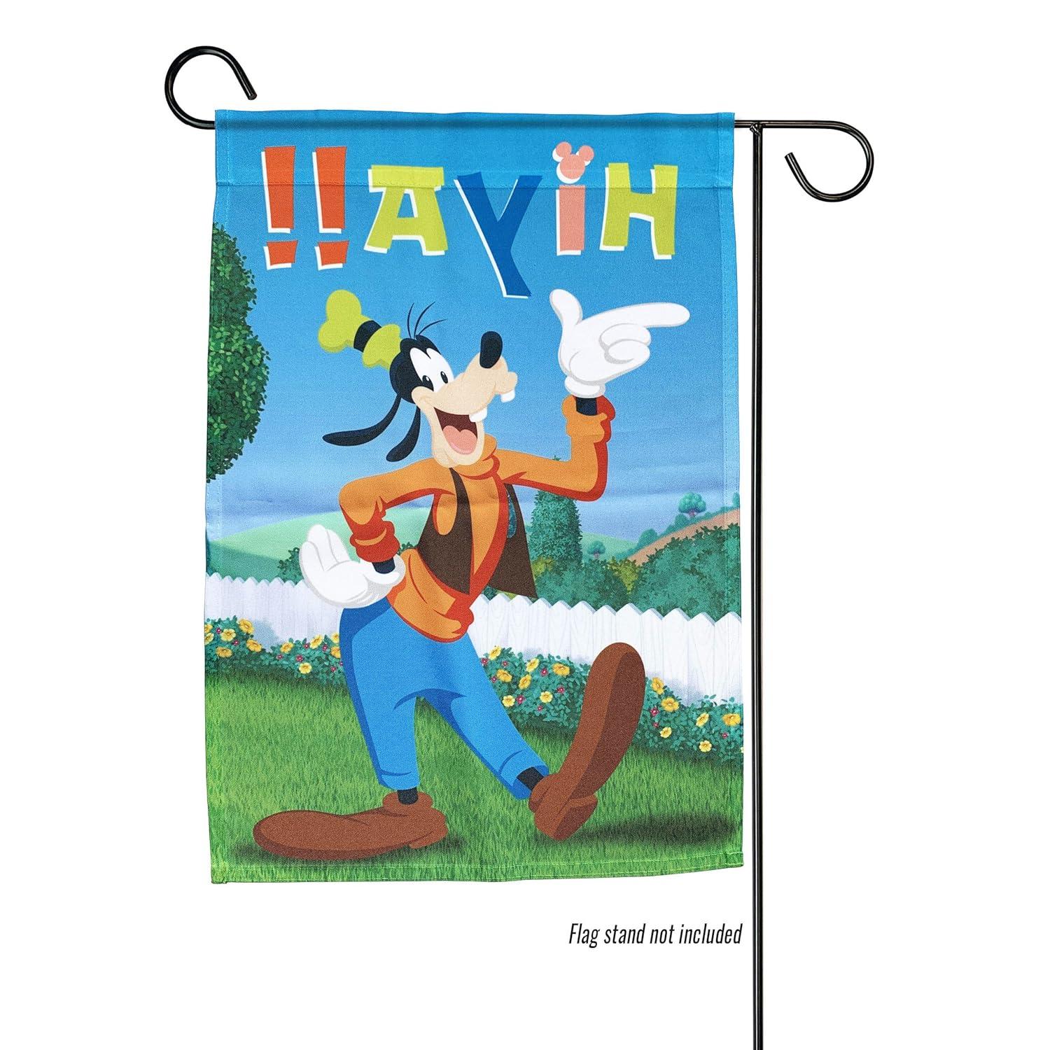 Back Yard Glory Disney Goofy Hi Ya Garden Flag 12" x  18"