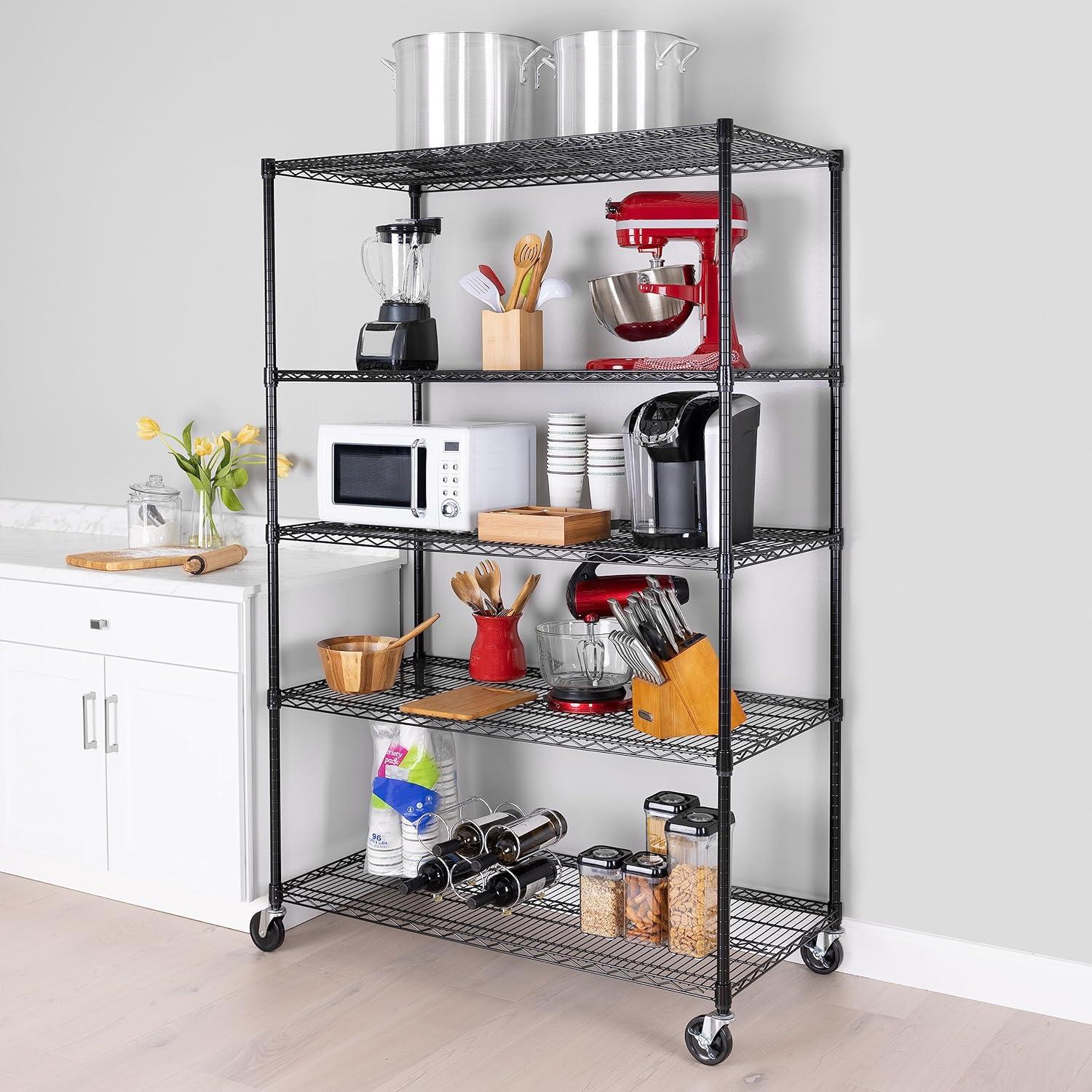 UltraDurable 24" D 5-Tier NSF-Certified Steel Shelving with Wheels