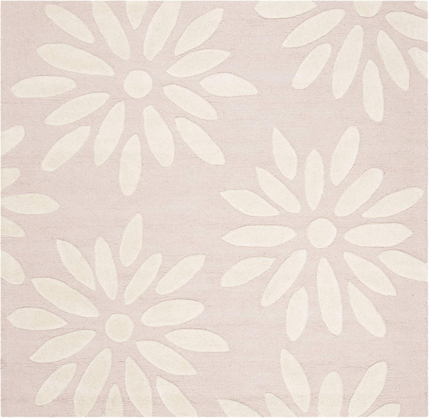 Safavieh Kids SFK914 Hand Tufted Area Rug - Pink/Ivory - 5'x5' - Safavieh.