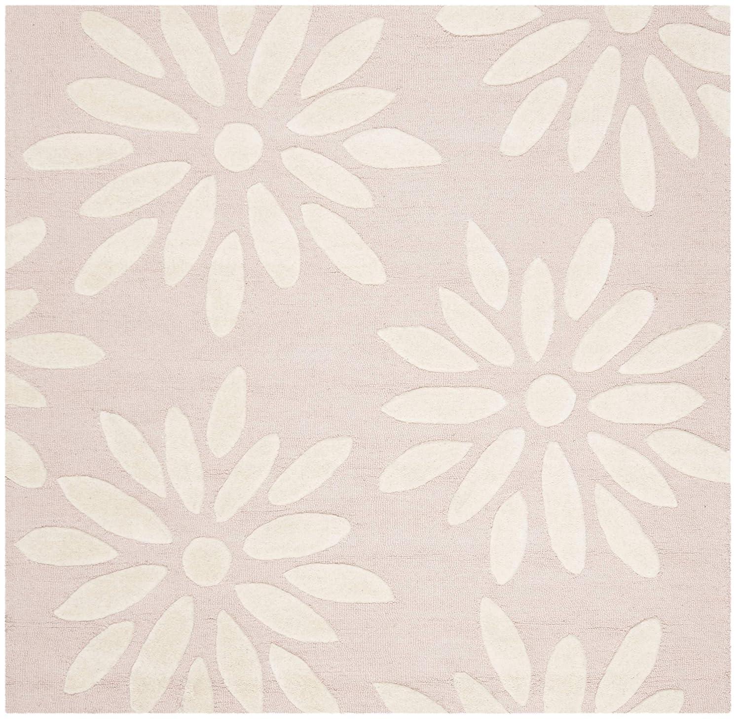 Safavieh Kids SFK914 Hand Tufted Area Rug - Pink/Ivory - 5'x5' - Safavieh.