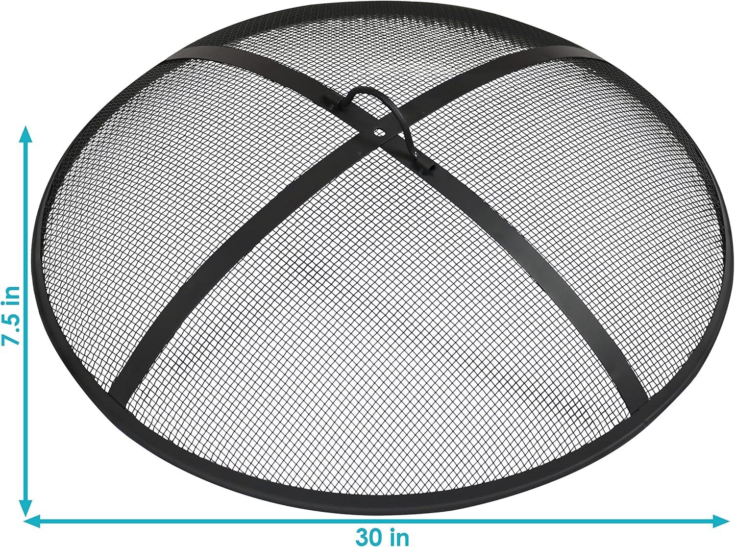SunnyDaze Decor Heavy-Duty Round Steel Mesh Fire Pit Spark Screen with Handle