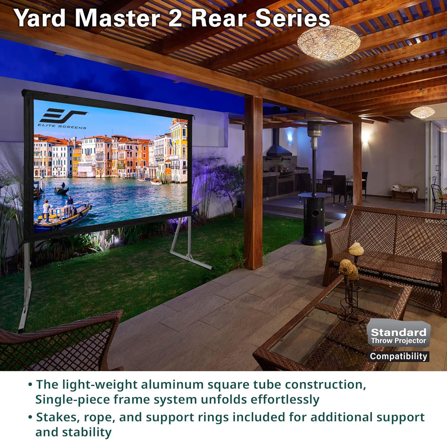 Elite Screens Yard Master 2 Rear Series Portable Folding rear Frame Projector Screen