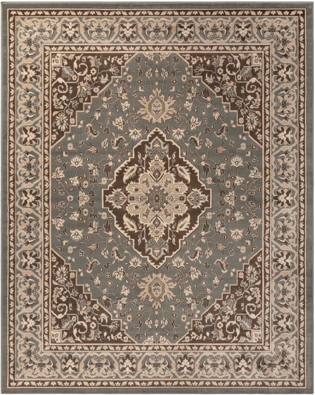 Elegant Gray Medallion 8' x 10' Synthetic Area Rug