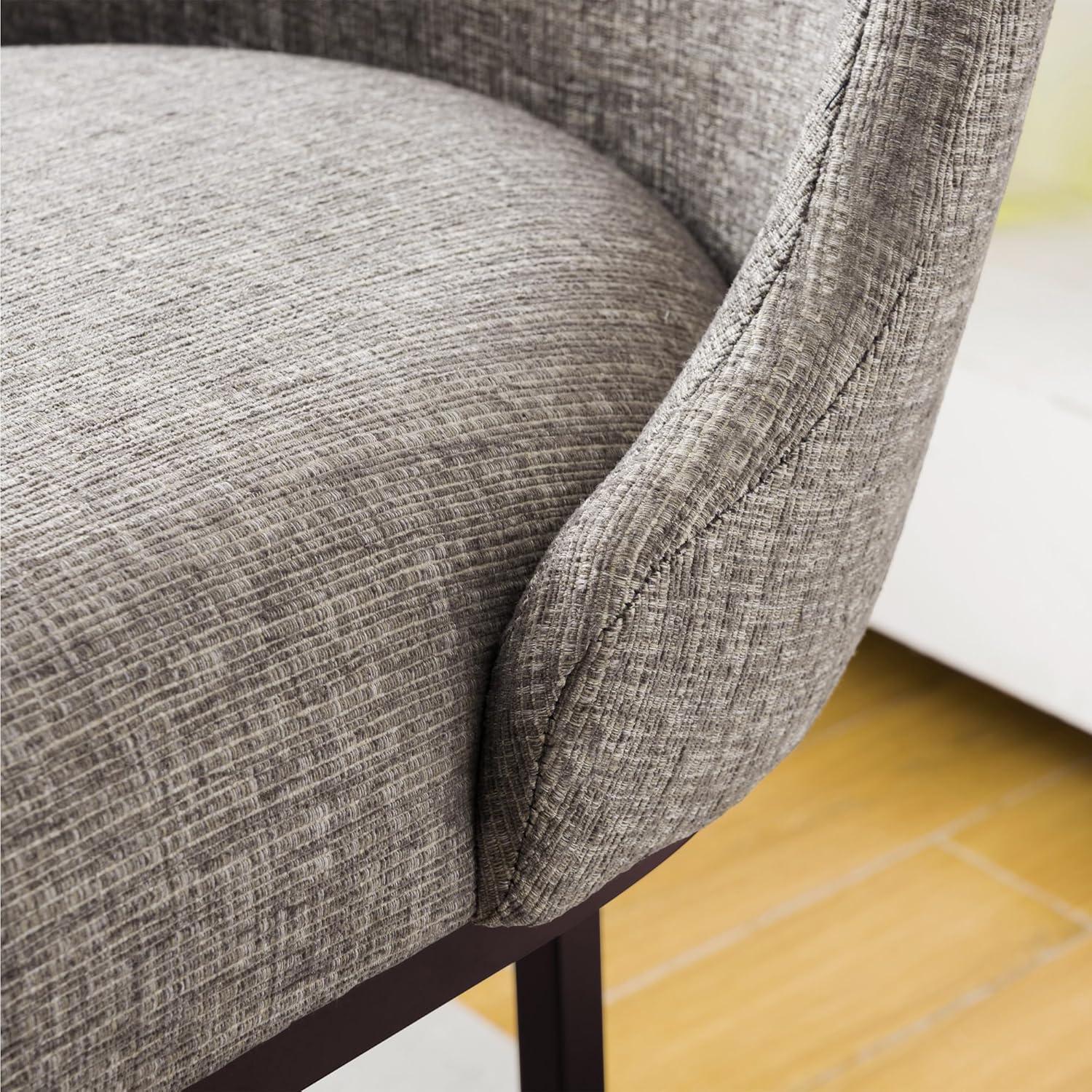 Leick Home Set of 2 Barrelback Counter Height Barstool with Metal Base Espresso/Gray Linen: Upholstered, Steel Legs, Modern Style