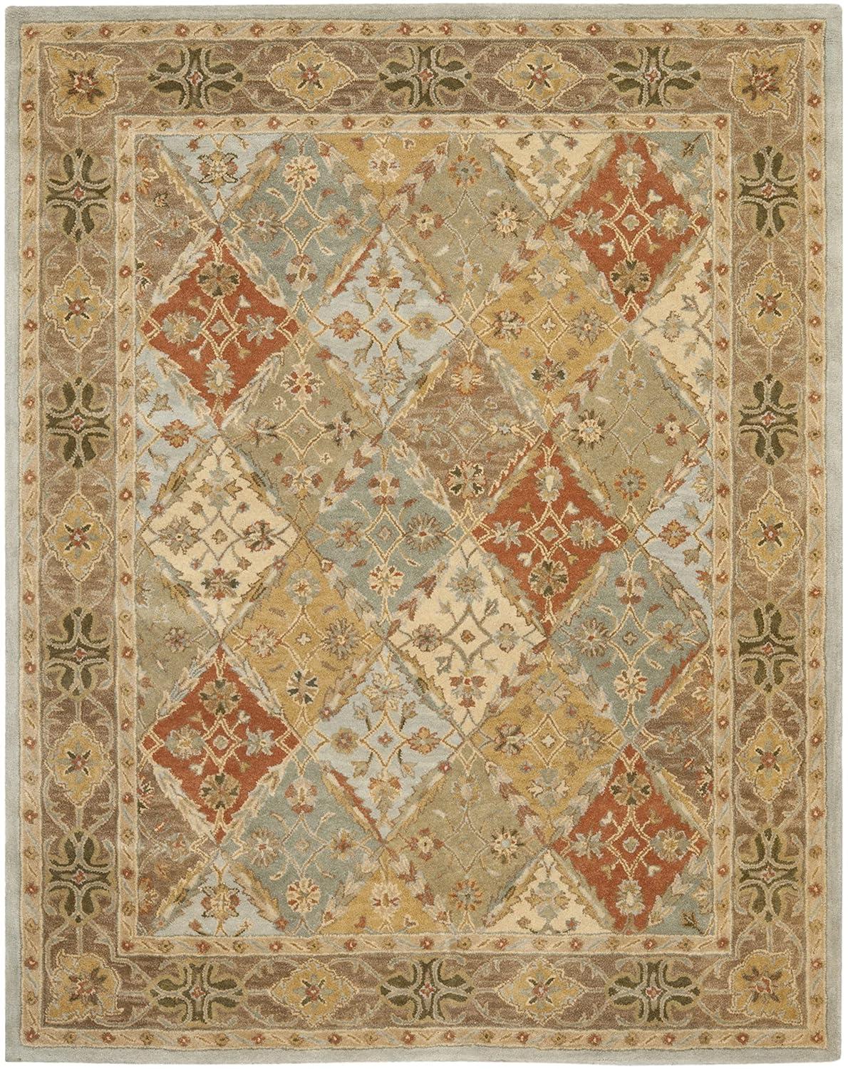 SAFAVIEH Heritage Abbey Traditional Wool Area Rug, Light Blue/Light Brown, 9' x 12'