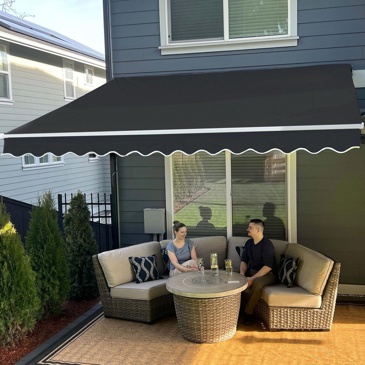Motorized Retractable White Frame Patio Awning